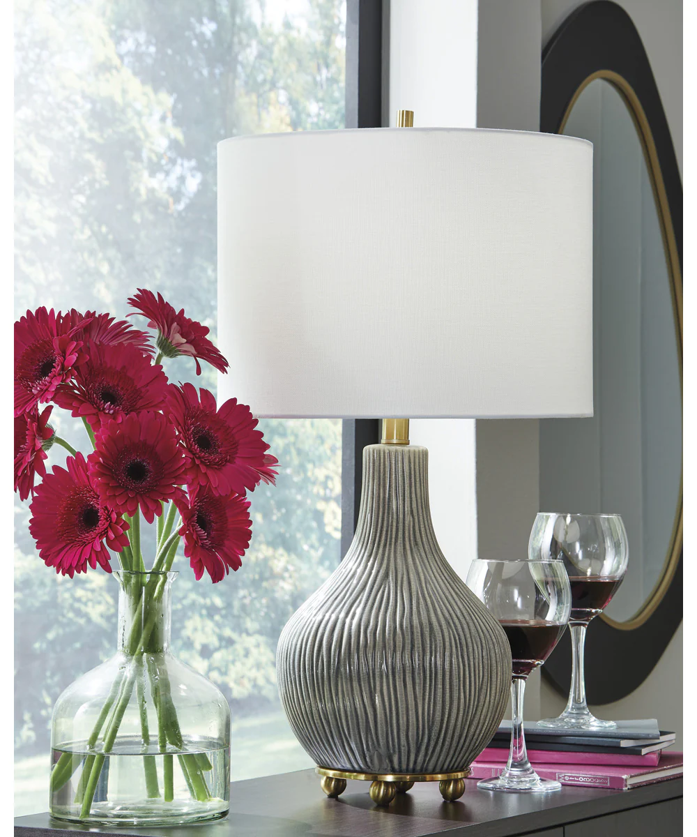 Judlen Ceramic Table Lamp Gray/Gold - Image 2