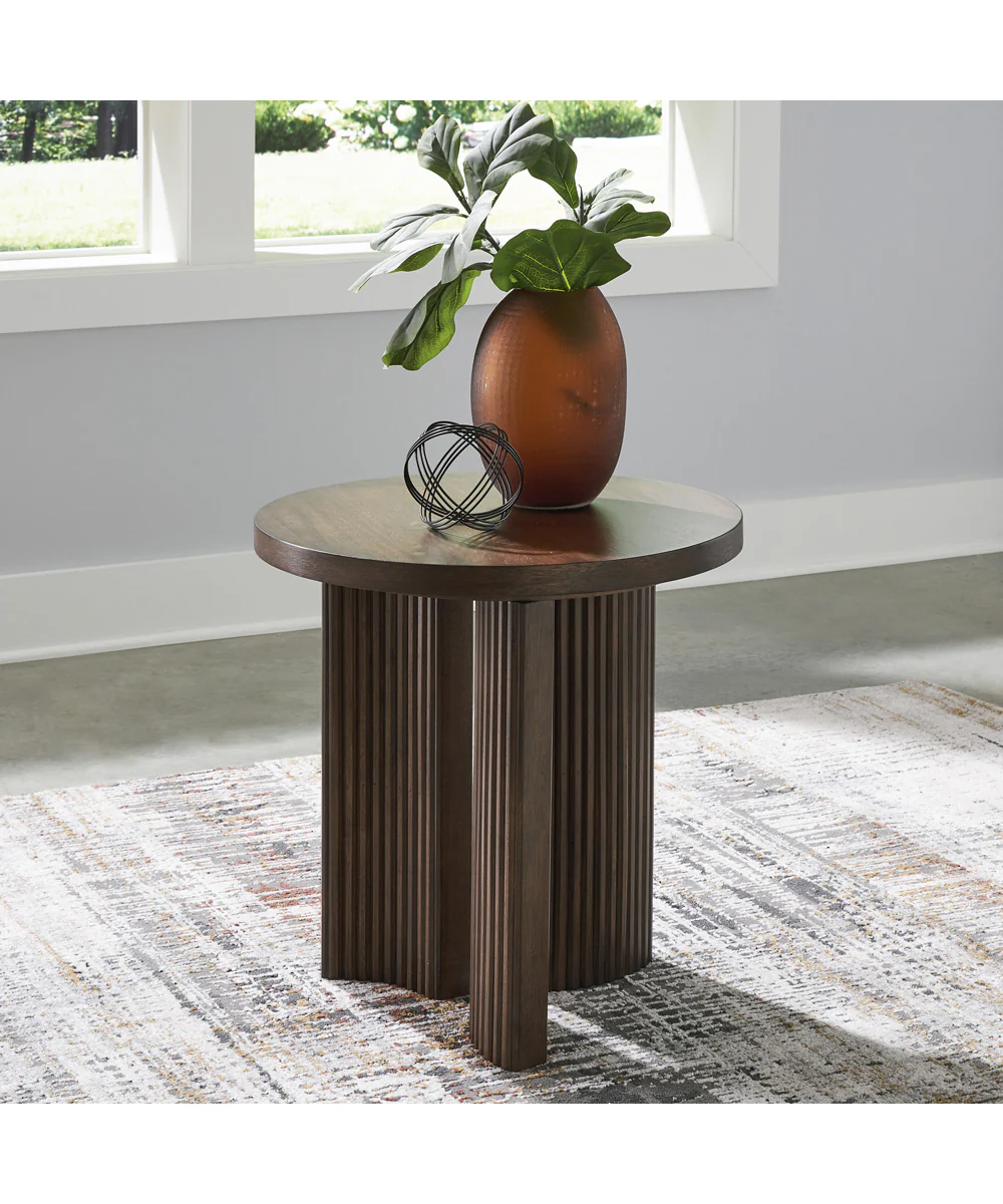 Korestone Round End Table Dark Brown - Image 2