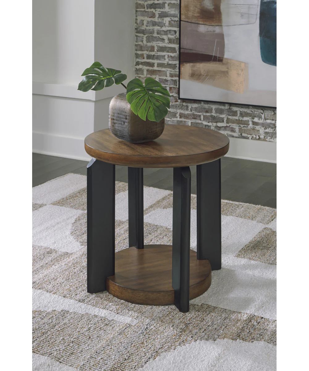 Kraeburn Round End Table Brown/Black - Image 2