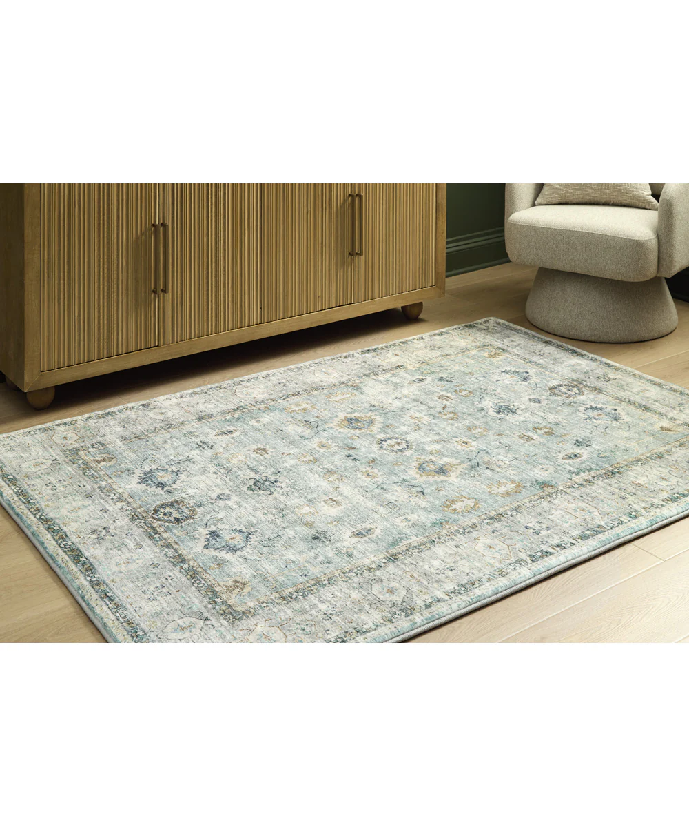Ladstoney Memory Foam Medium Rug Teal/Beige/Ochre - Image 2