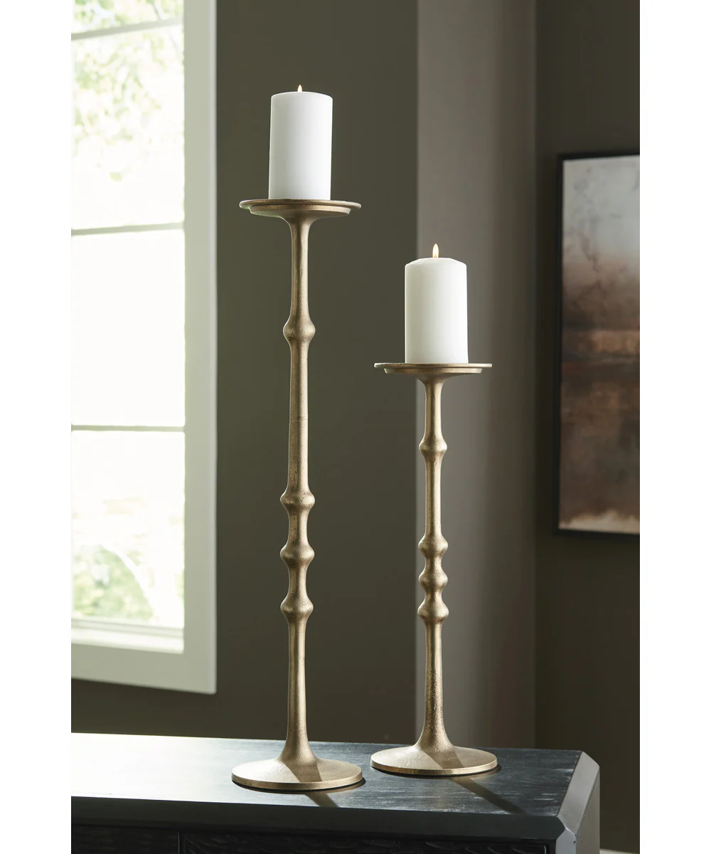 Larwick Candle Holder Set Set of 2 Antique Brass - Image 2