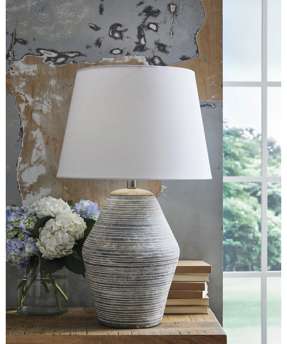 Lawrock Terracotta Table Lamp Antique Blue - Image 2