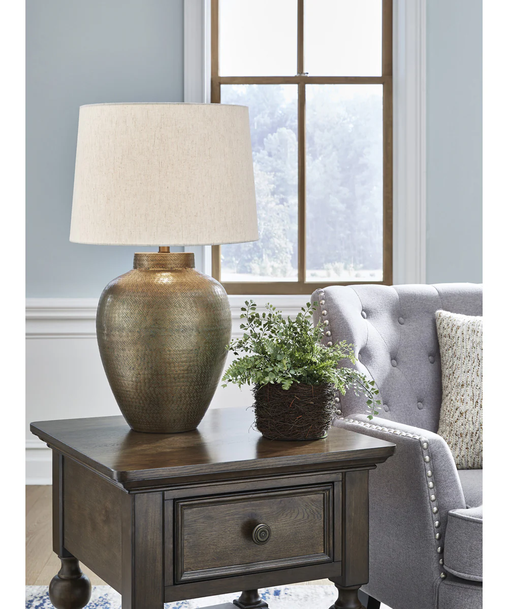 Madney Metal Table Lamp Antique Gold - Image 2