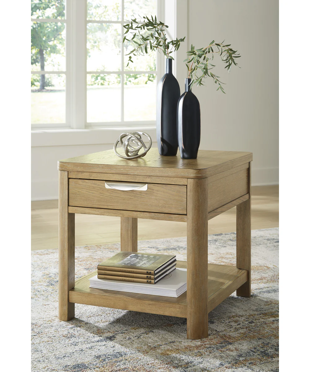 Rencott Rectangular End Table Light Brown - Image 2