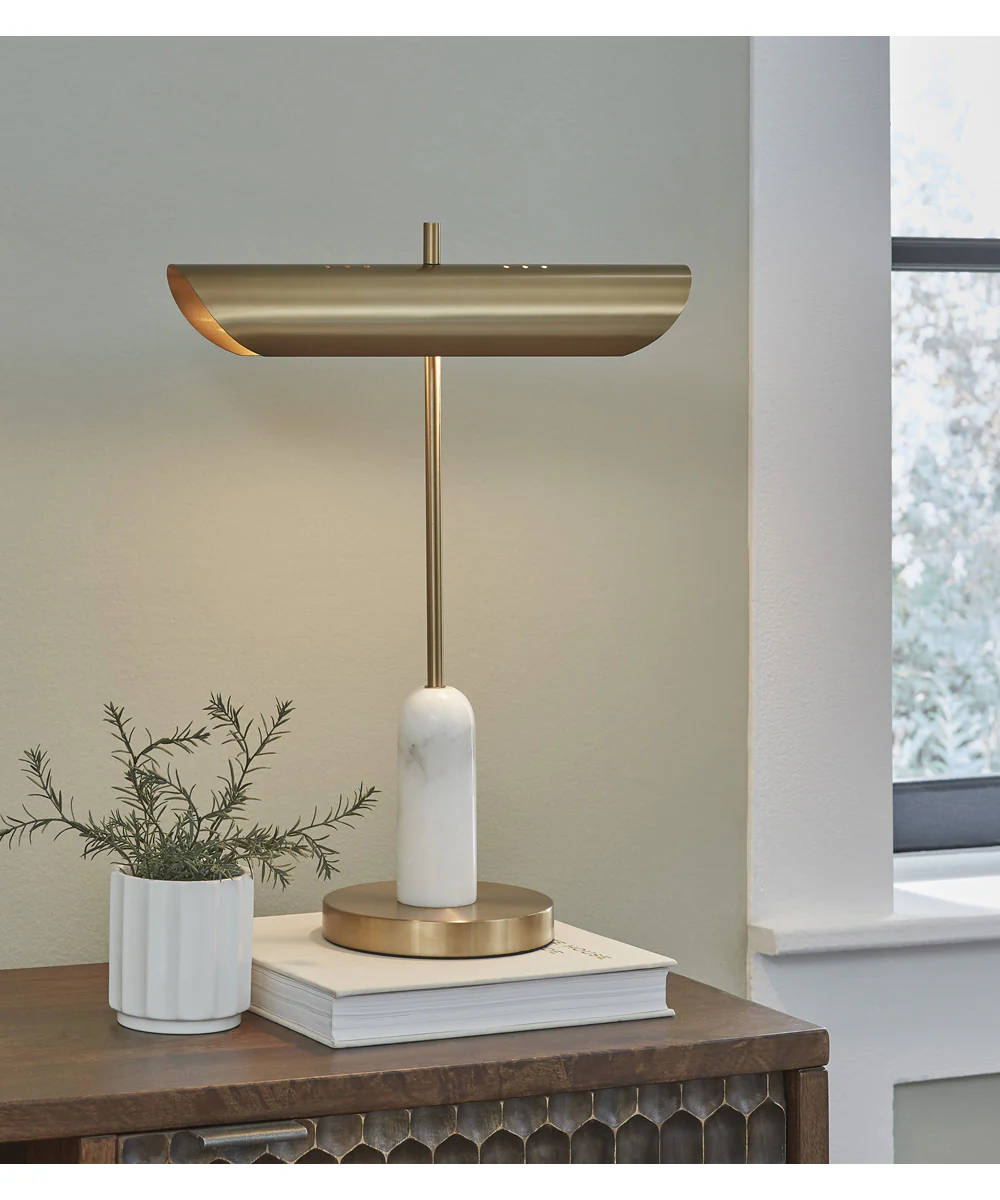 Rowleigh Marble Desk Lamp Gold/White - Image 2