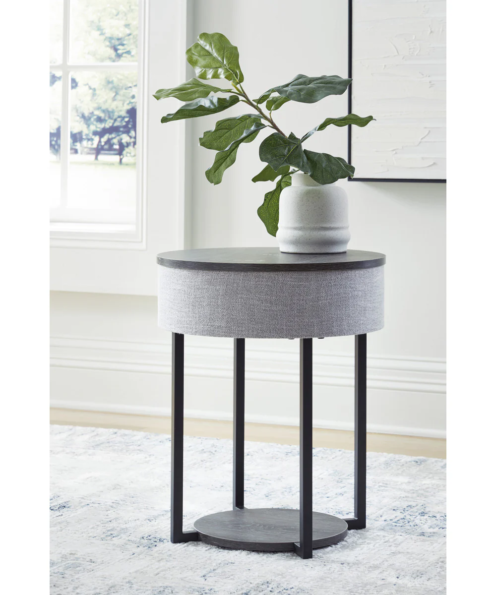 Sethlen Accent Table with Speaker Gray/Black - Image 2