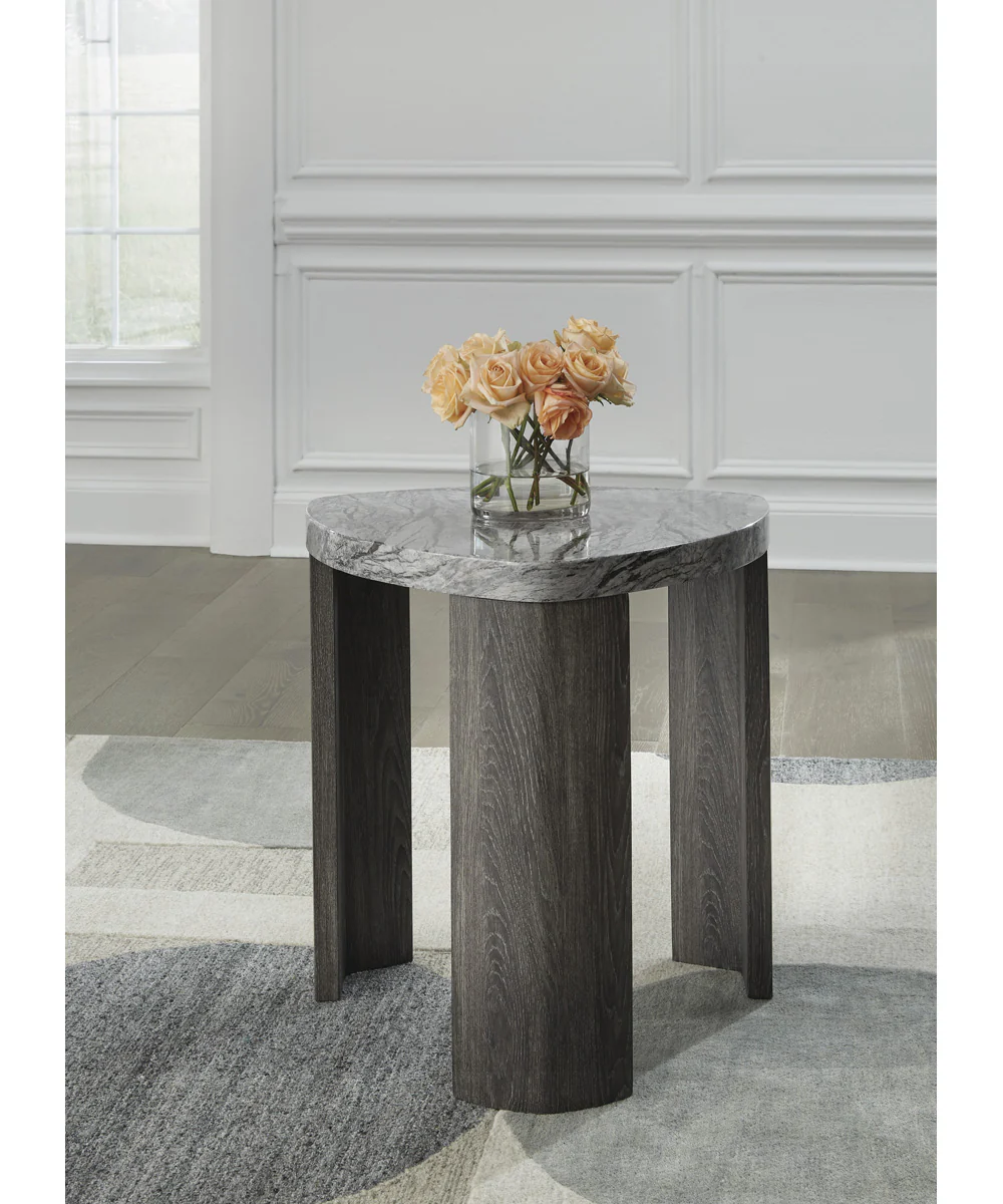 Surmour Triangle End Table Gray/Brown - Image 2