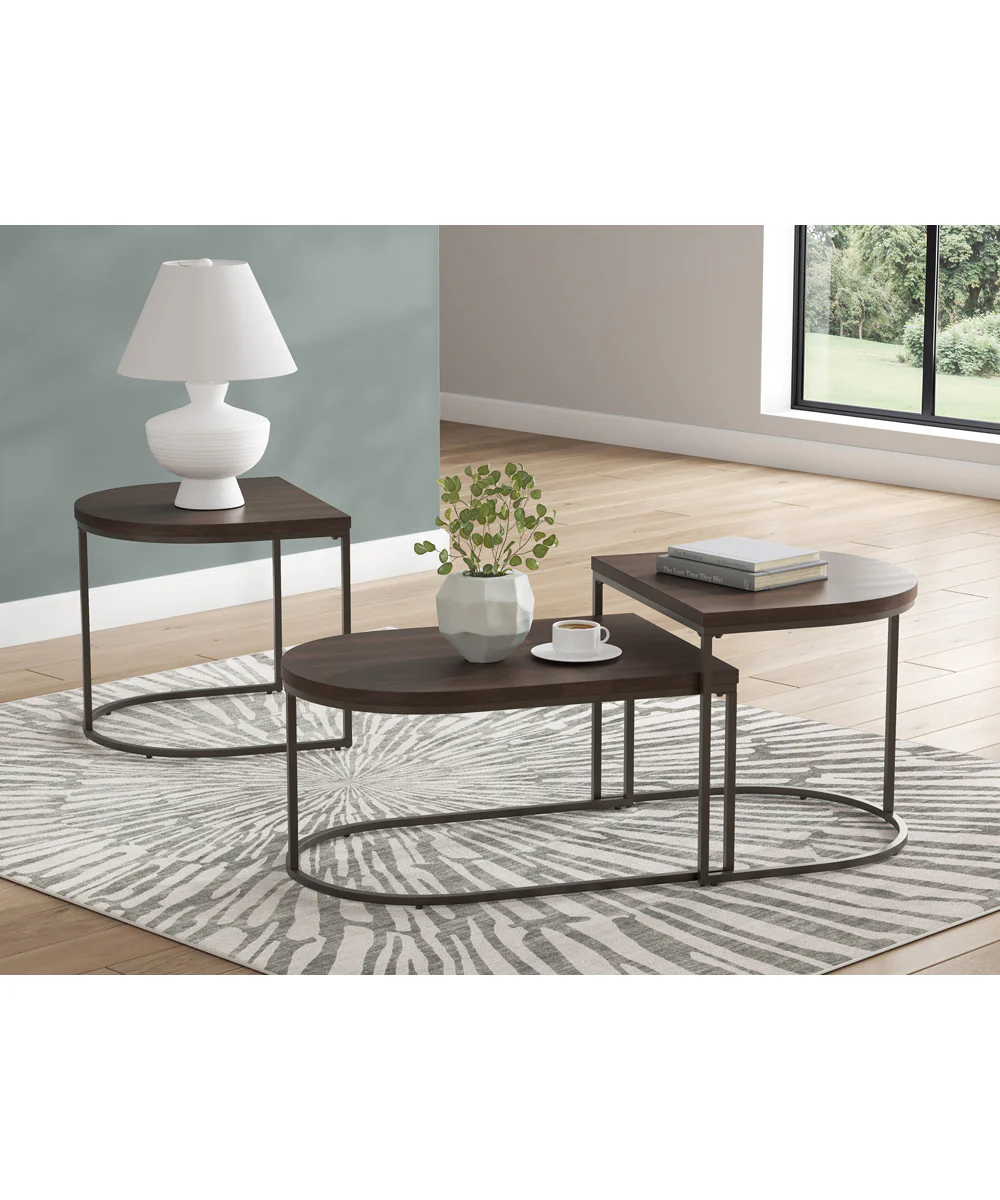 Vanmore Occasional Table Set Set of 3 Dark Brown - Image 2