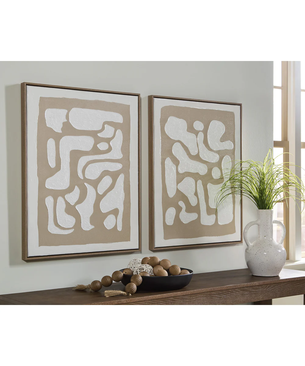 Waldett Wall Art Set Set of 2 Beige/White - Image 2