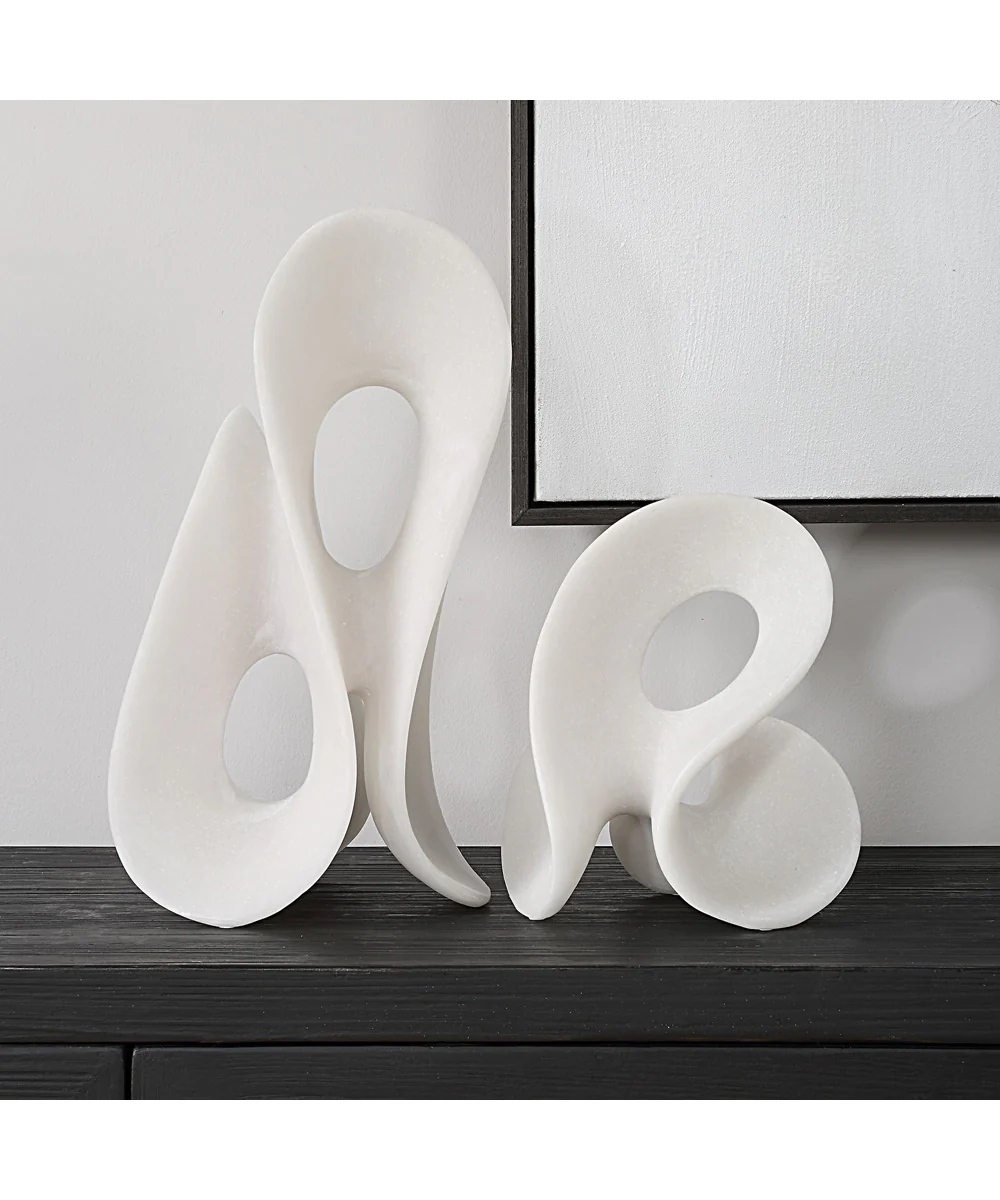 Silent Wave White Sculptures Set of 2 - Image 2