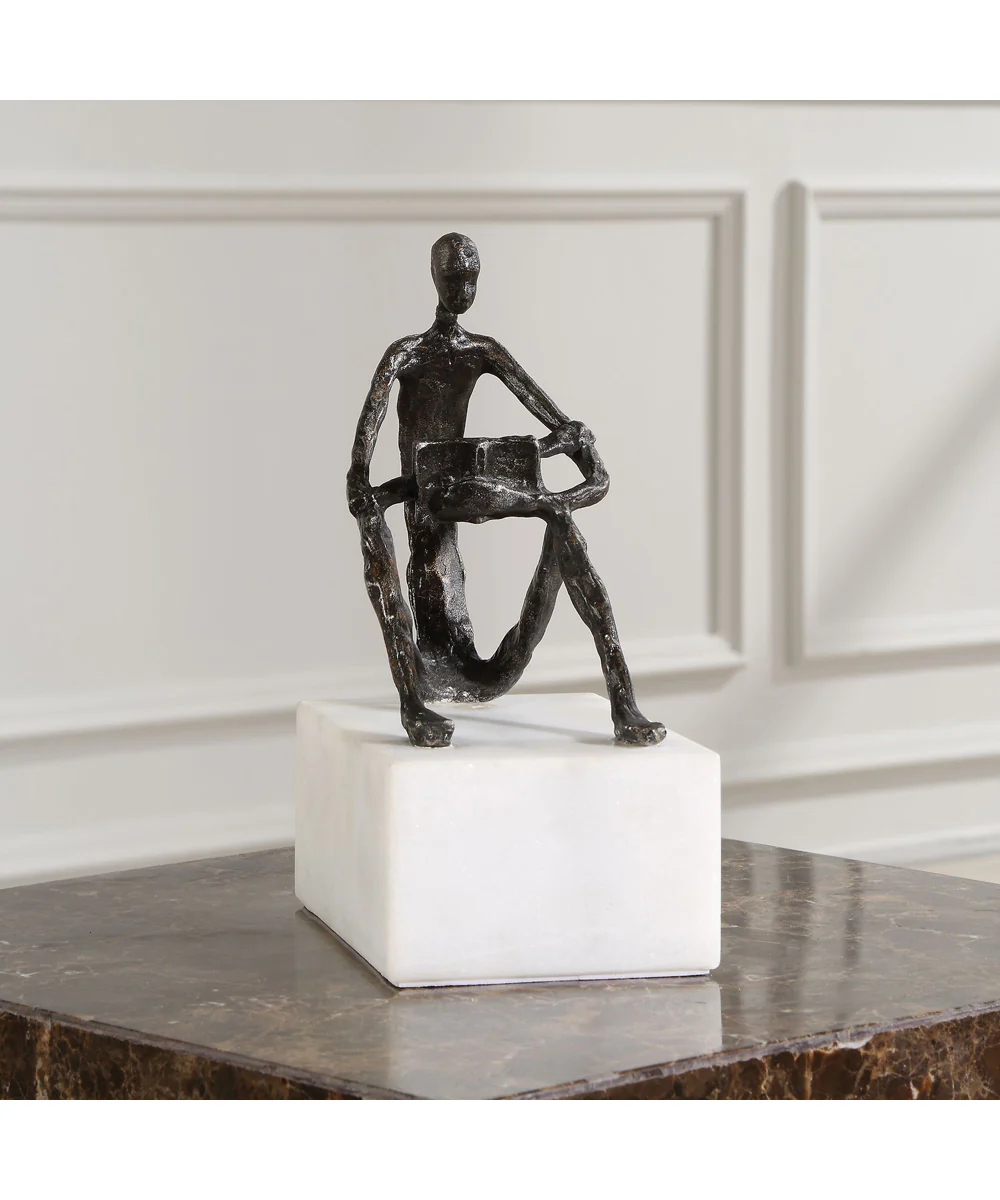 Sit Back, Relax And Read, Iron Sculpture - Image 3