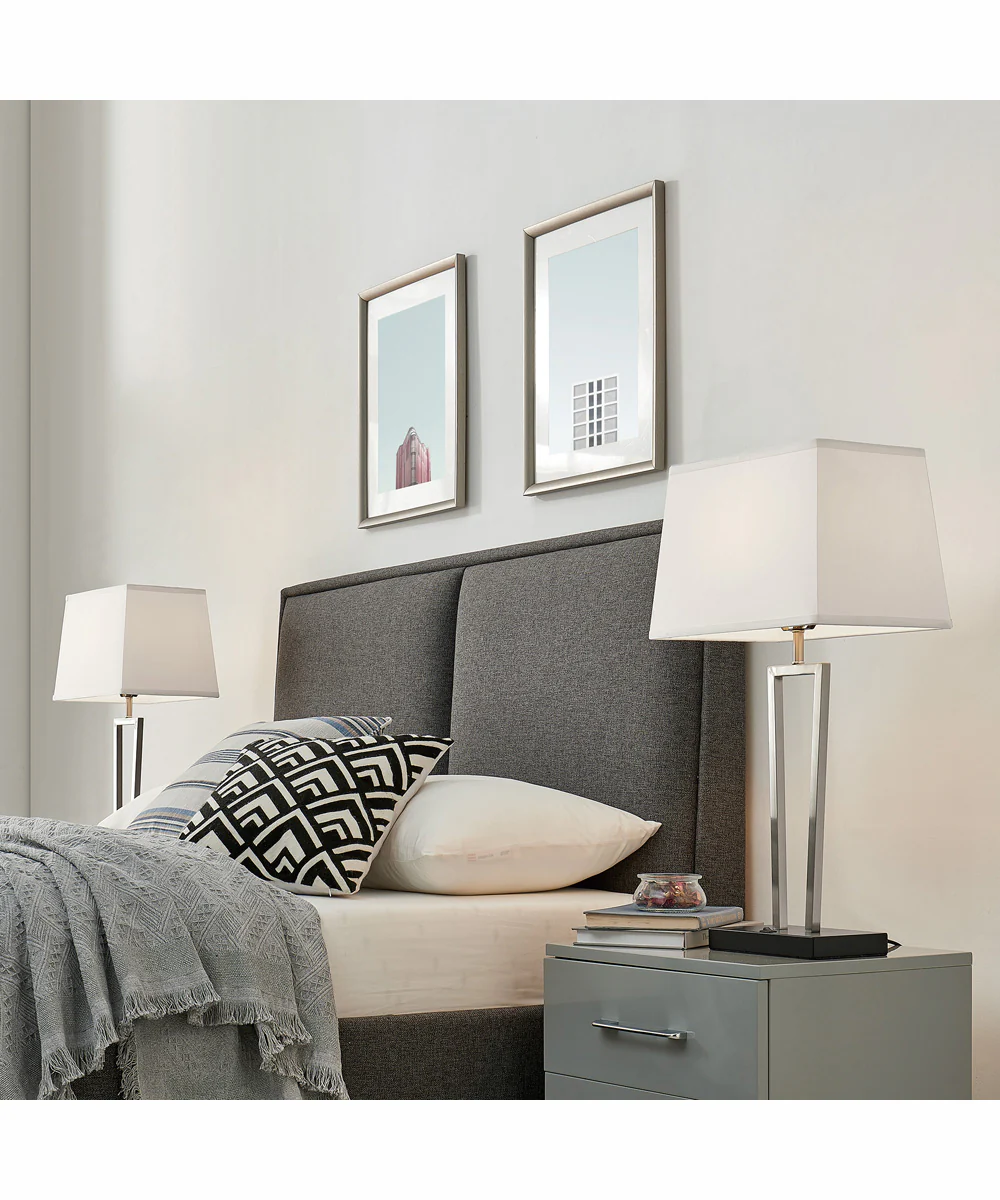 Sonnagh 2-Light 2 Pack-Table Lamp Brushed Nickel/Black/Fabric Shade With Usb - Image 3