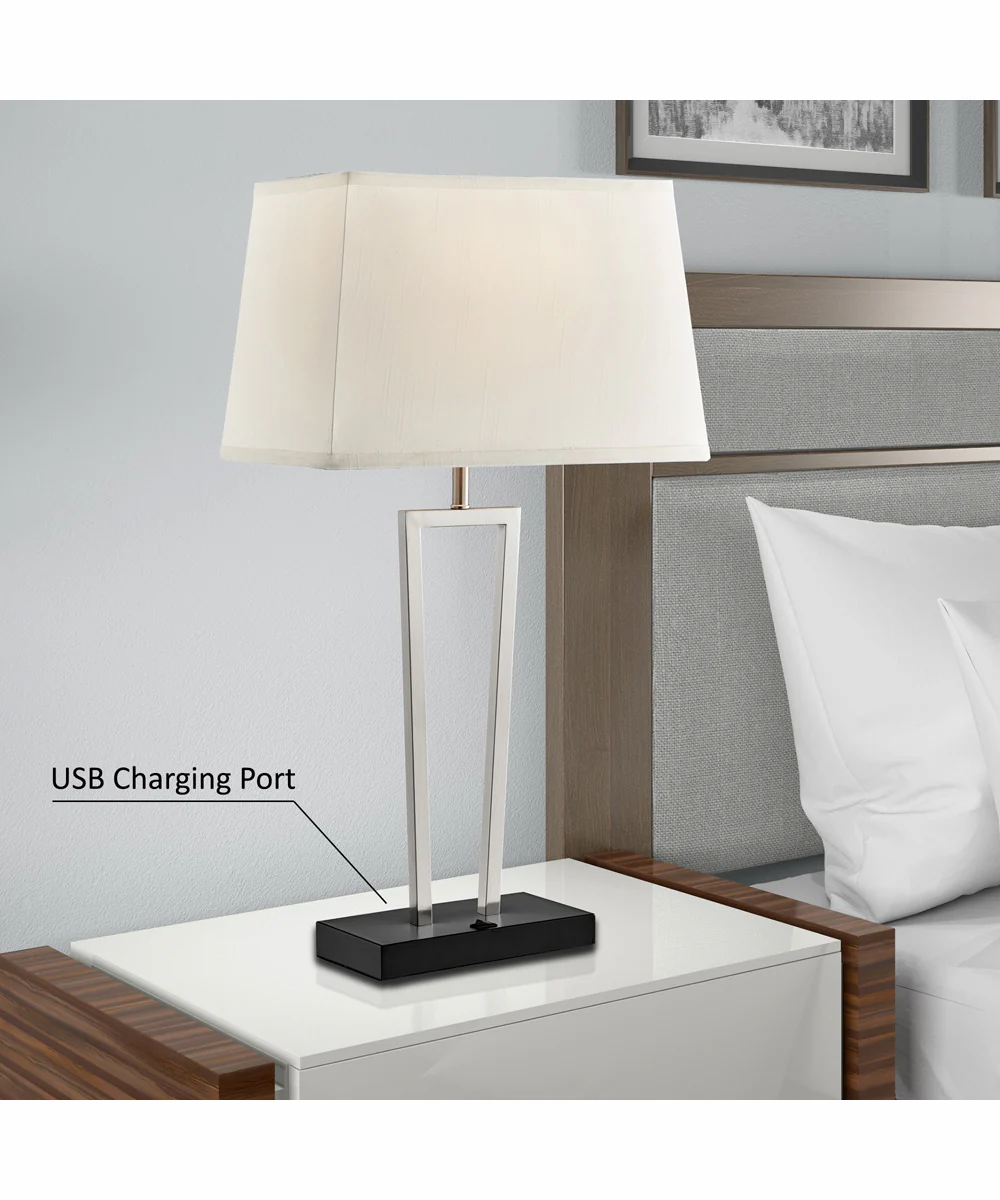 Sonnagh 2-Light 2 Pack-Table Lamp Brushed Nickel/Black/Fabric Shade With Usb - Image 9