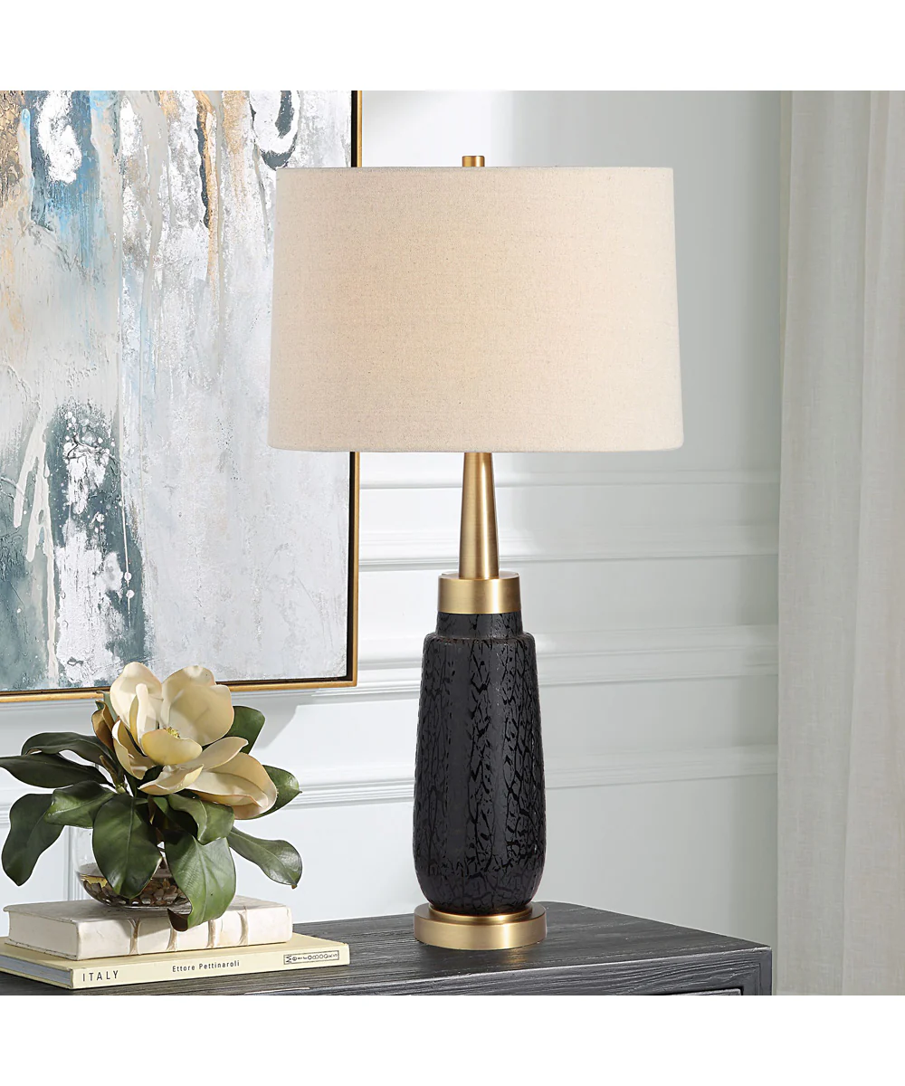 Spyglass Black Wood Grain Table Lamp - Image 2