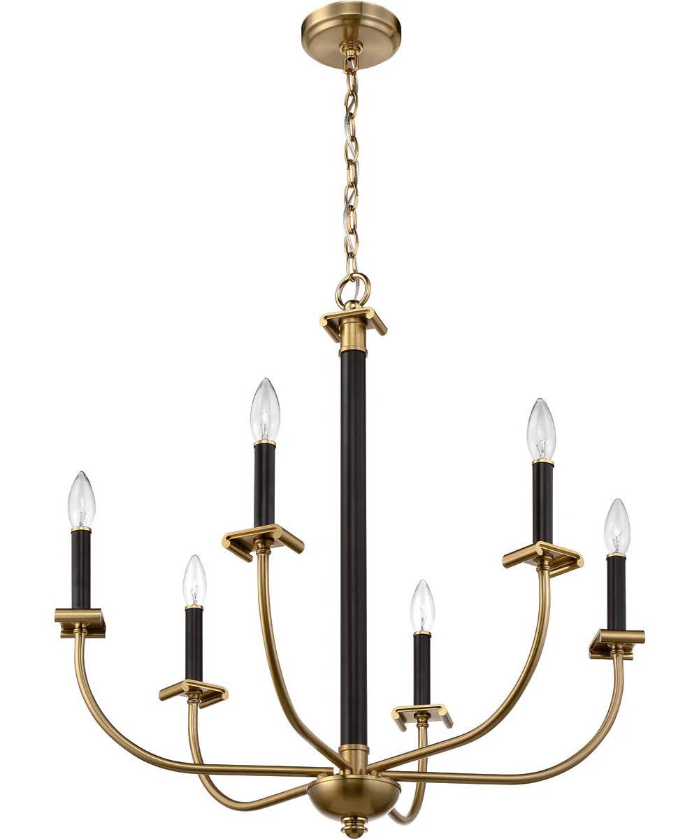 Stanza 6-Light Chandelier Flat Black/Satin Brass - Image 4