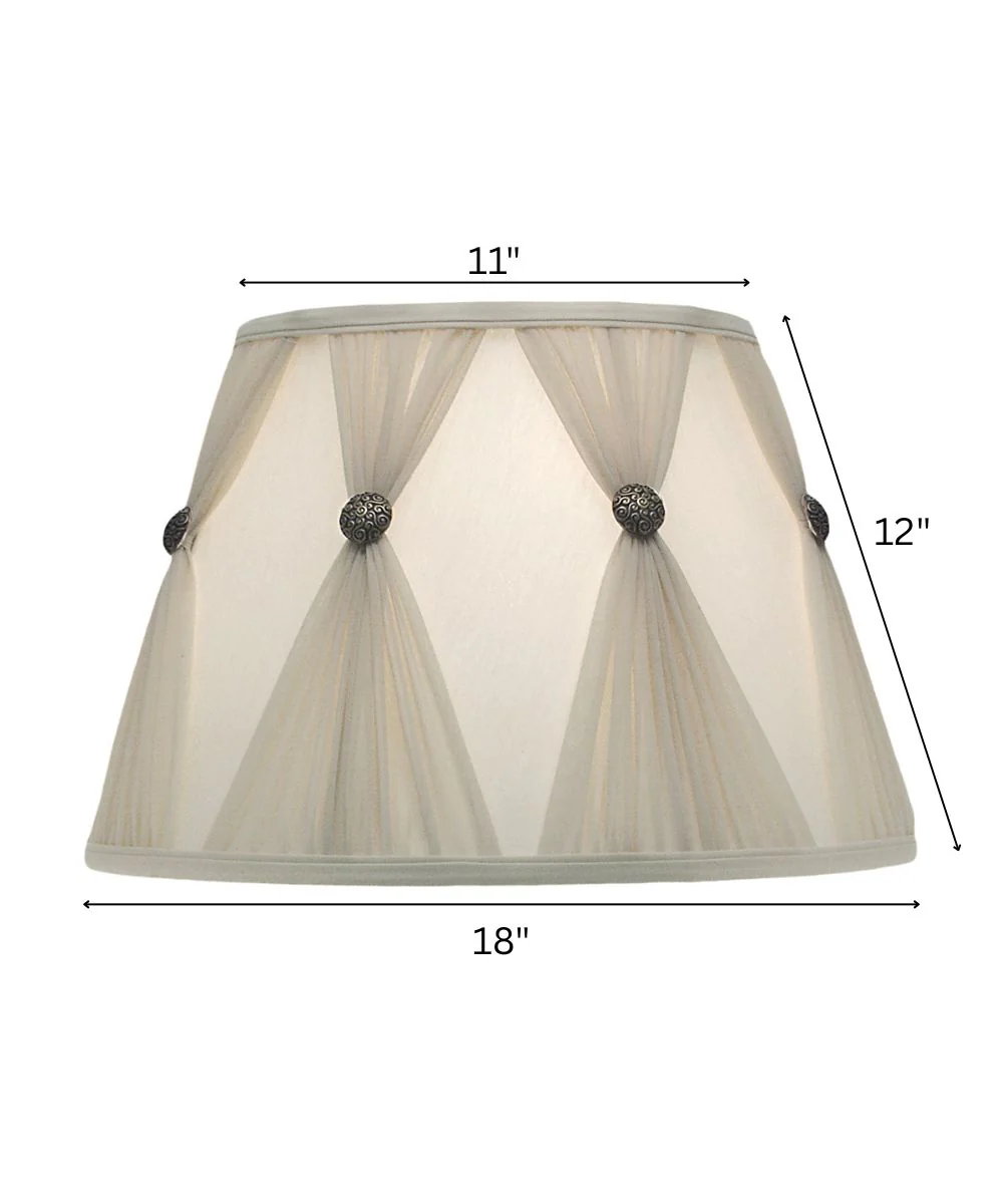 11x18x12 Ivory Shadow/Champagne Gathered Pleat and Whisper Pleats Boillotte Softback Lampshade - Image 3