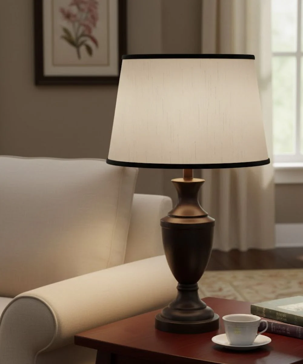 12x15x10 Global White with Black Trim Tapered Drum Hardback Lampshade - Image 2