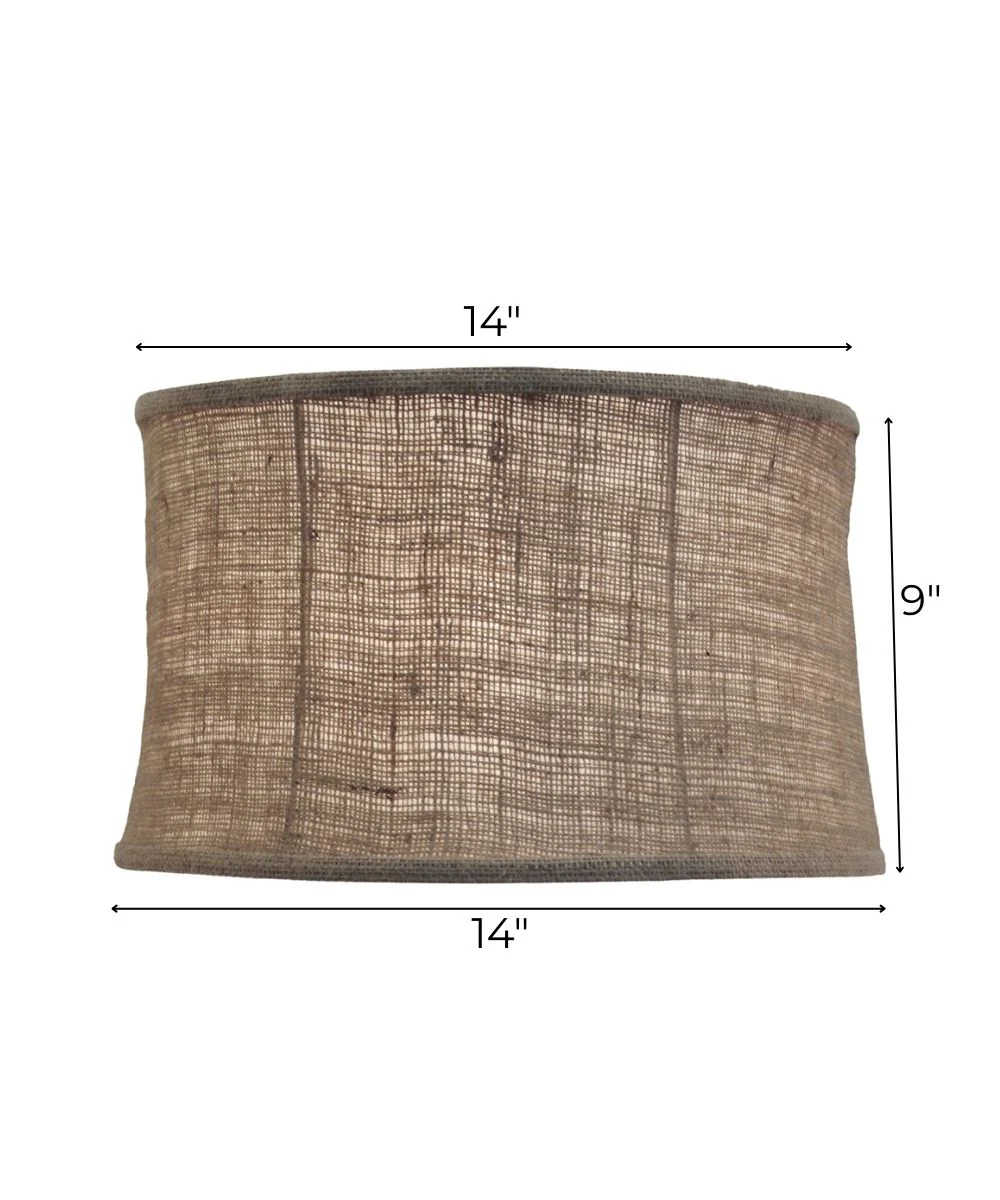14x14x9 Natural Burlap Modified Drum Softback Lampshade - Image 3