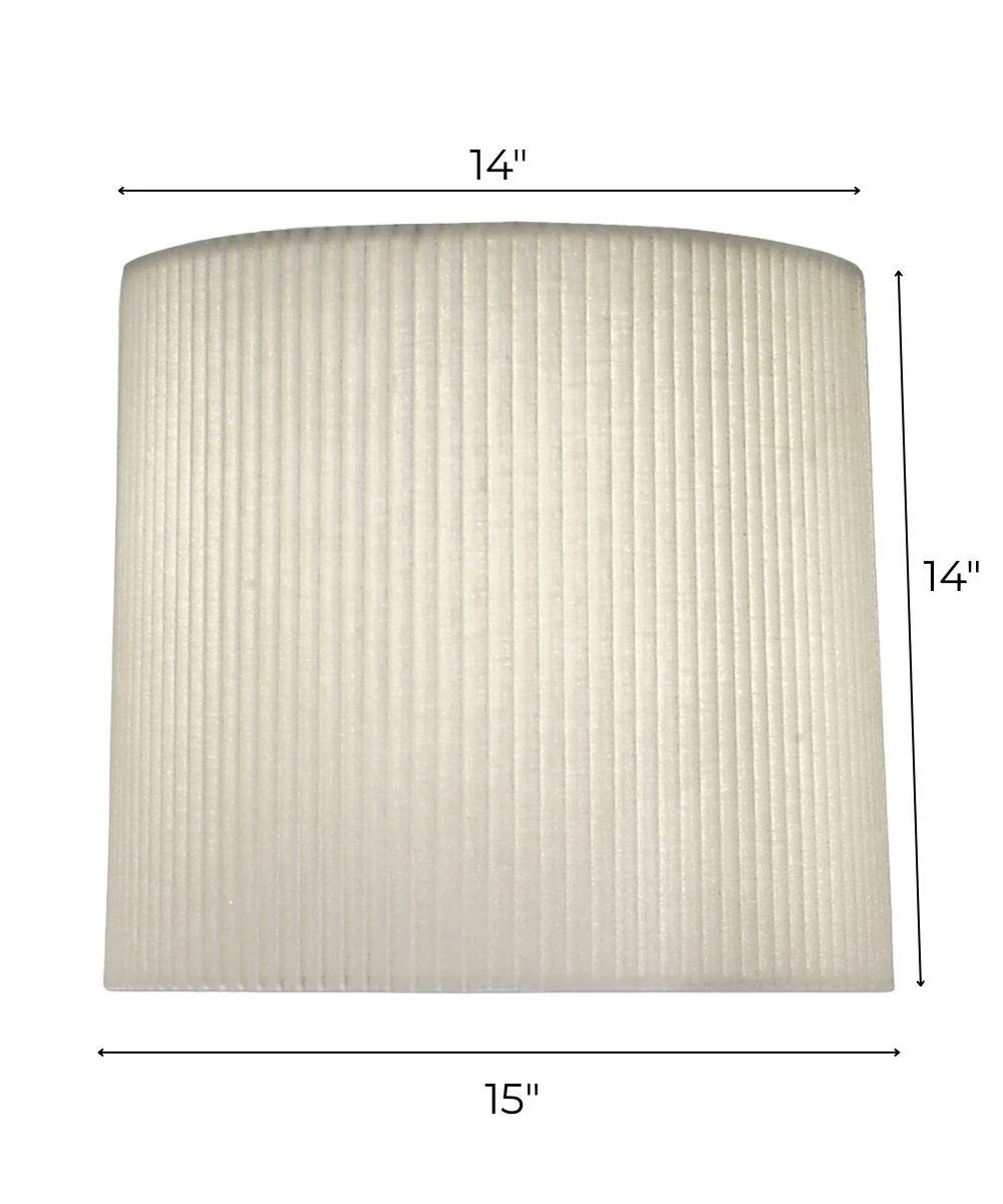 14x15x14 Natural Side Pleat Butcher Linen Deep Drum Hardback Lampshade - Image 3