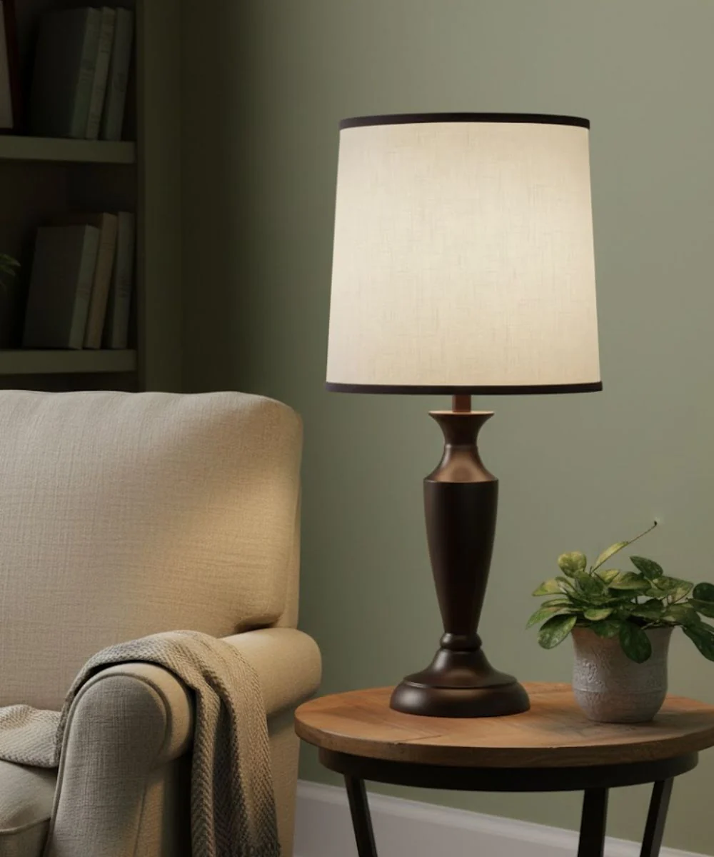 14x15x15 White with Black Trim Aberdeen Deep Drum Hardback Lampshade - Image 2