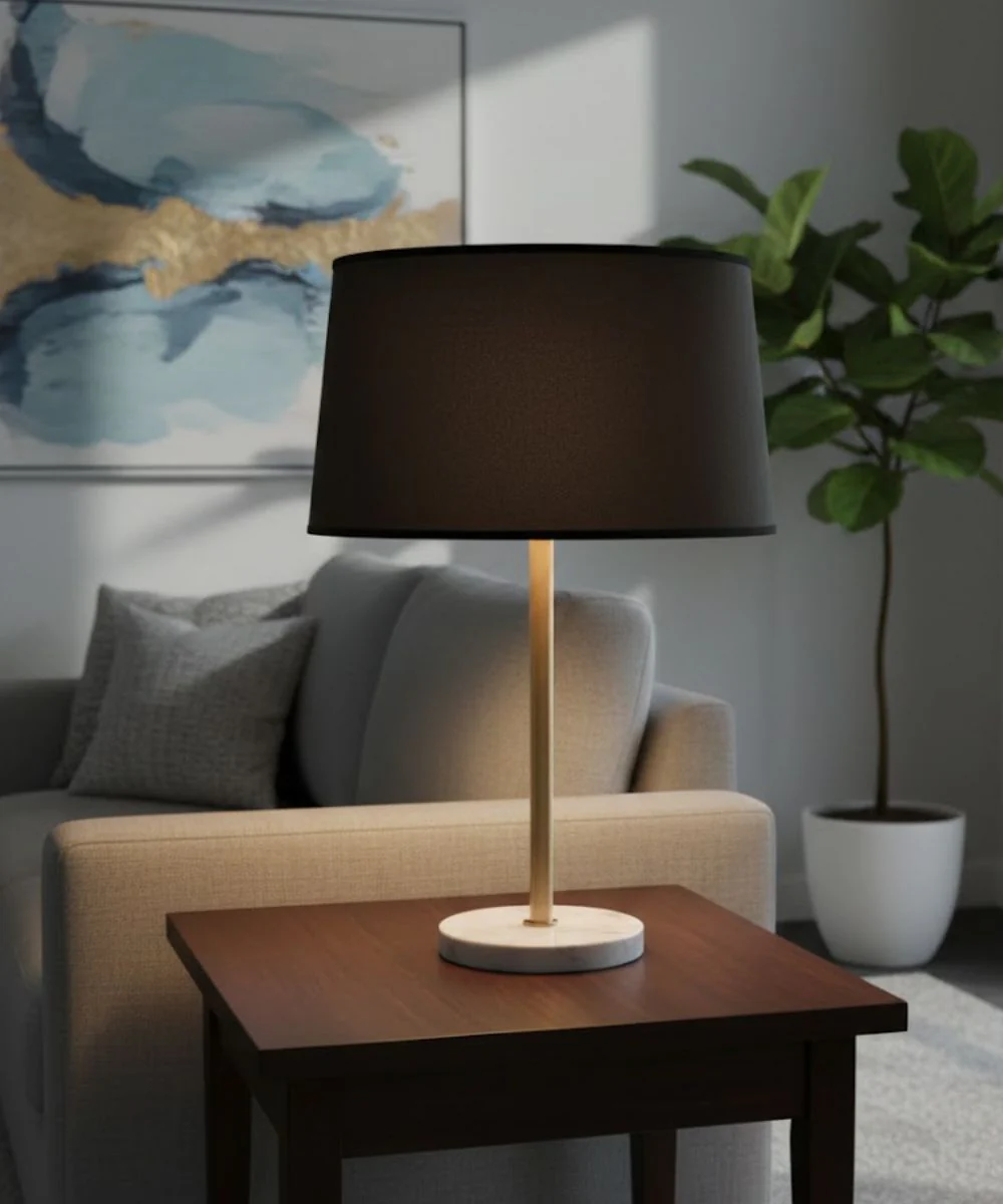 14x16x9 Black Opaque/Gold Foil Tapered Drum Hardback Lampshade - Image 2
