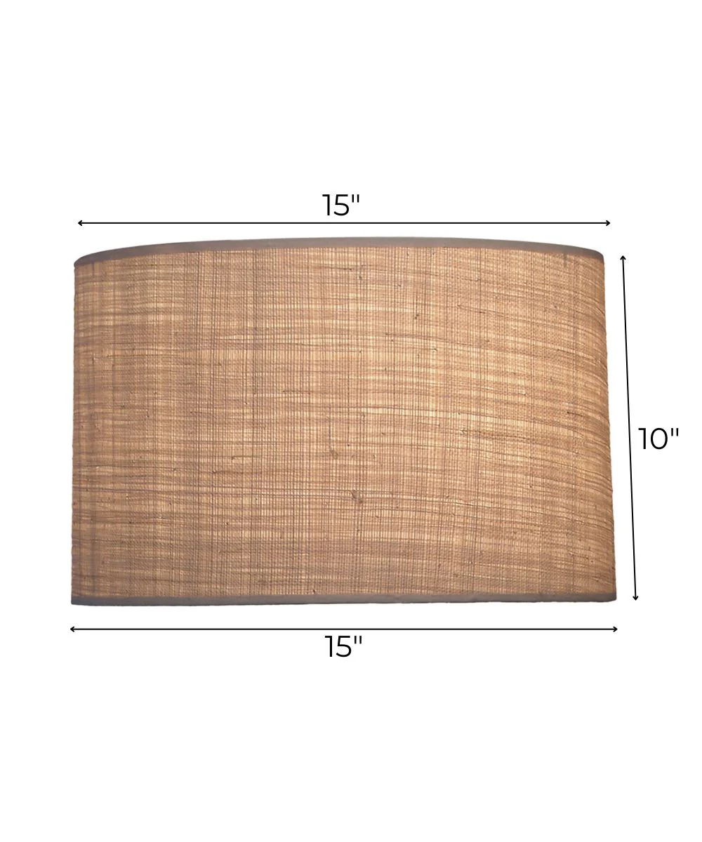 15x15x10 Natural Raffia Drum Hardback Lampshade - Image 3