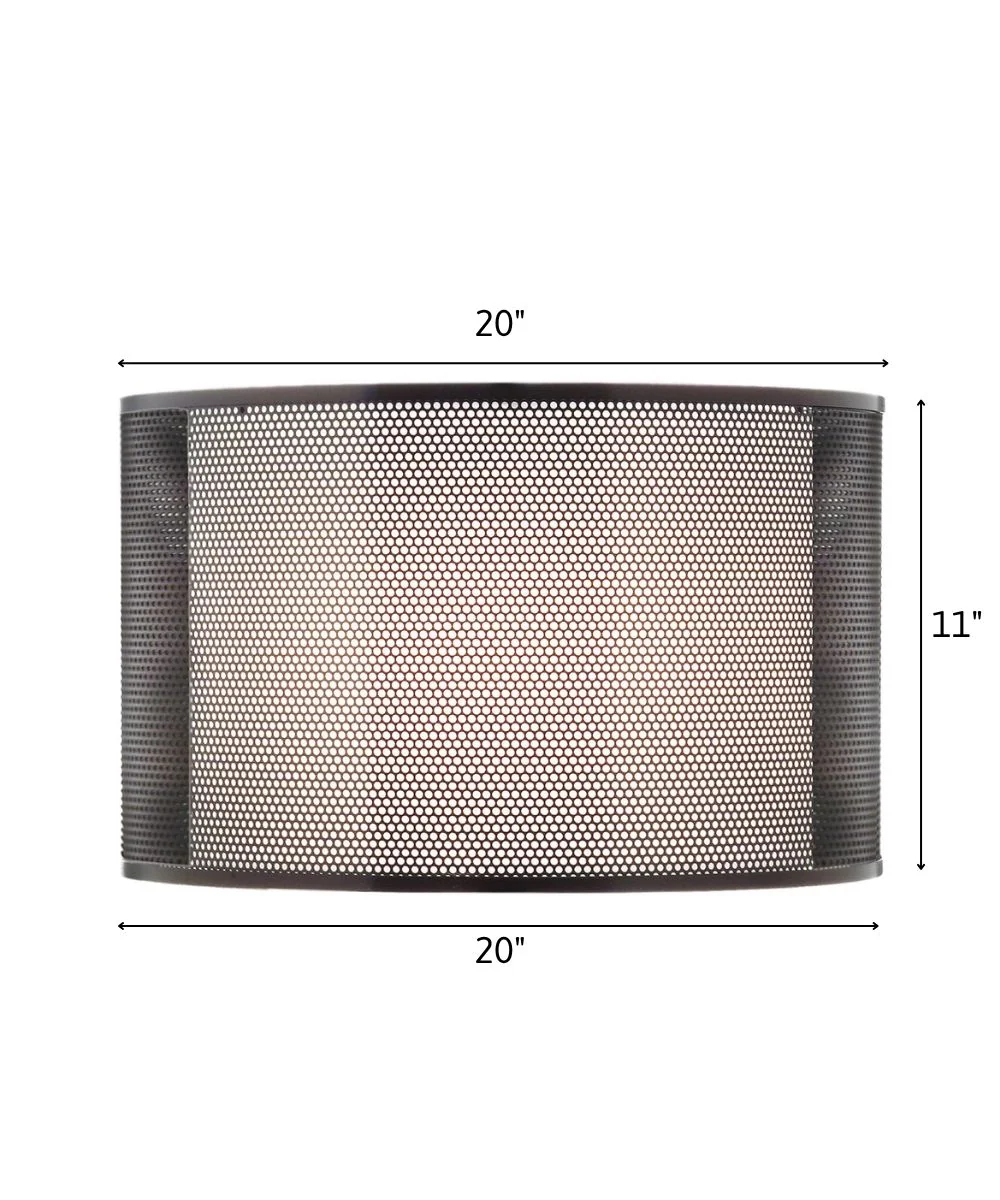 20x20x11 Perforated Metal ORB/White Linen Double Drum Hardback Lampshade - Image 3