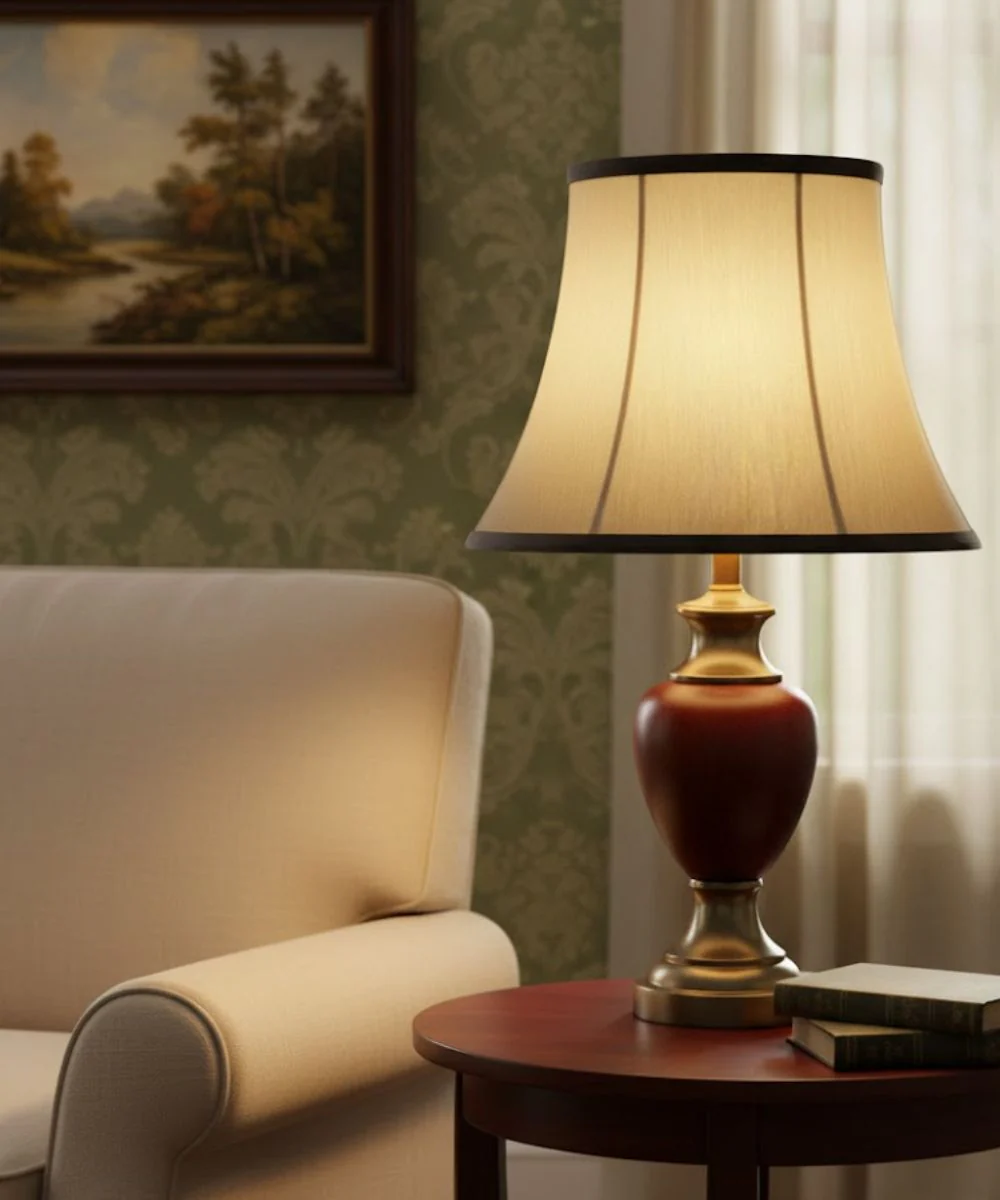 8x12x10 Eggshell with Black Trim Silksheen Bell Softback Lampshade - Image 2