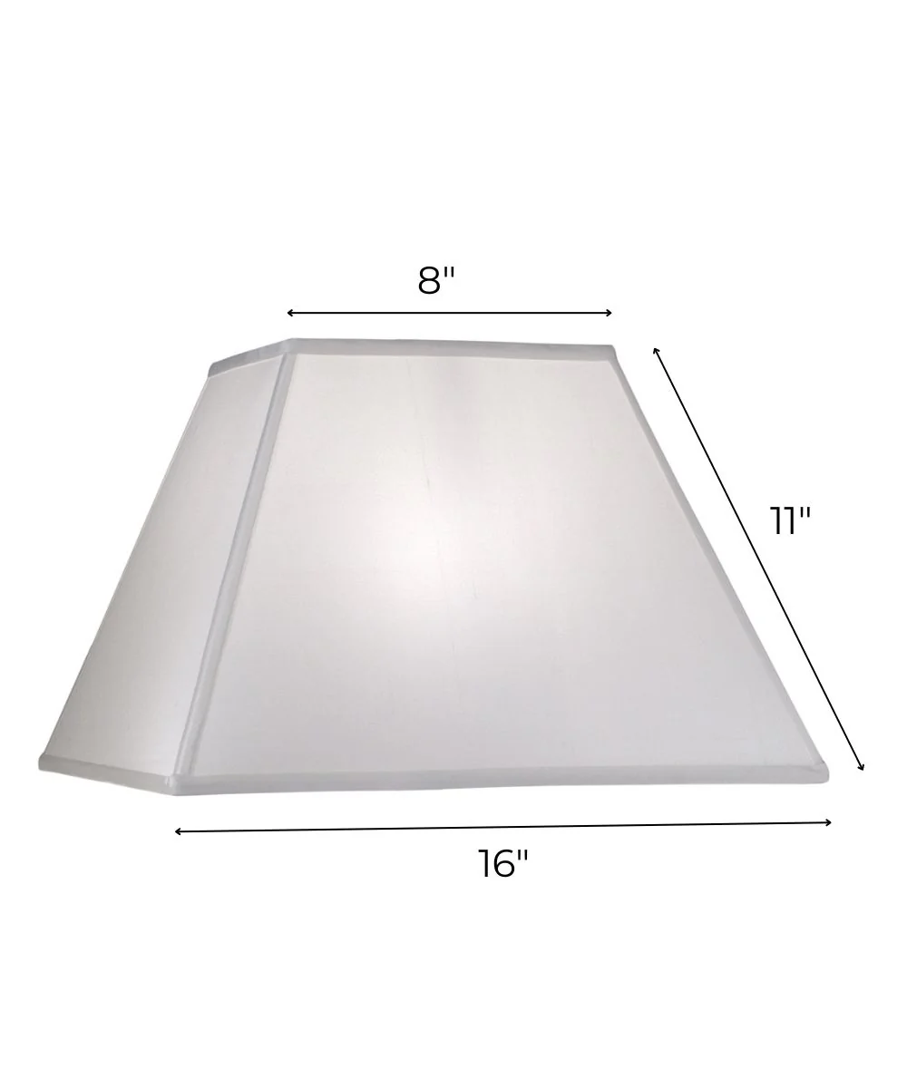 8x16x11 Off White Silk Shantung Tapered Square Hardback Lampshade - Image 3