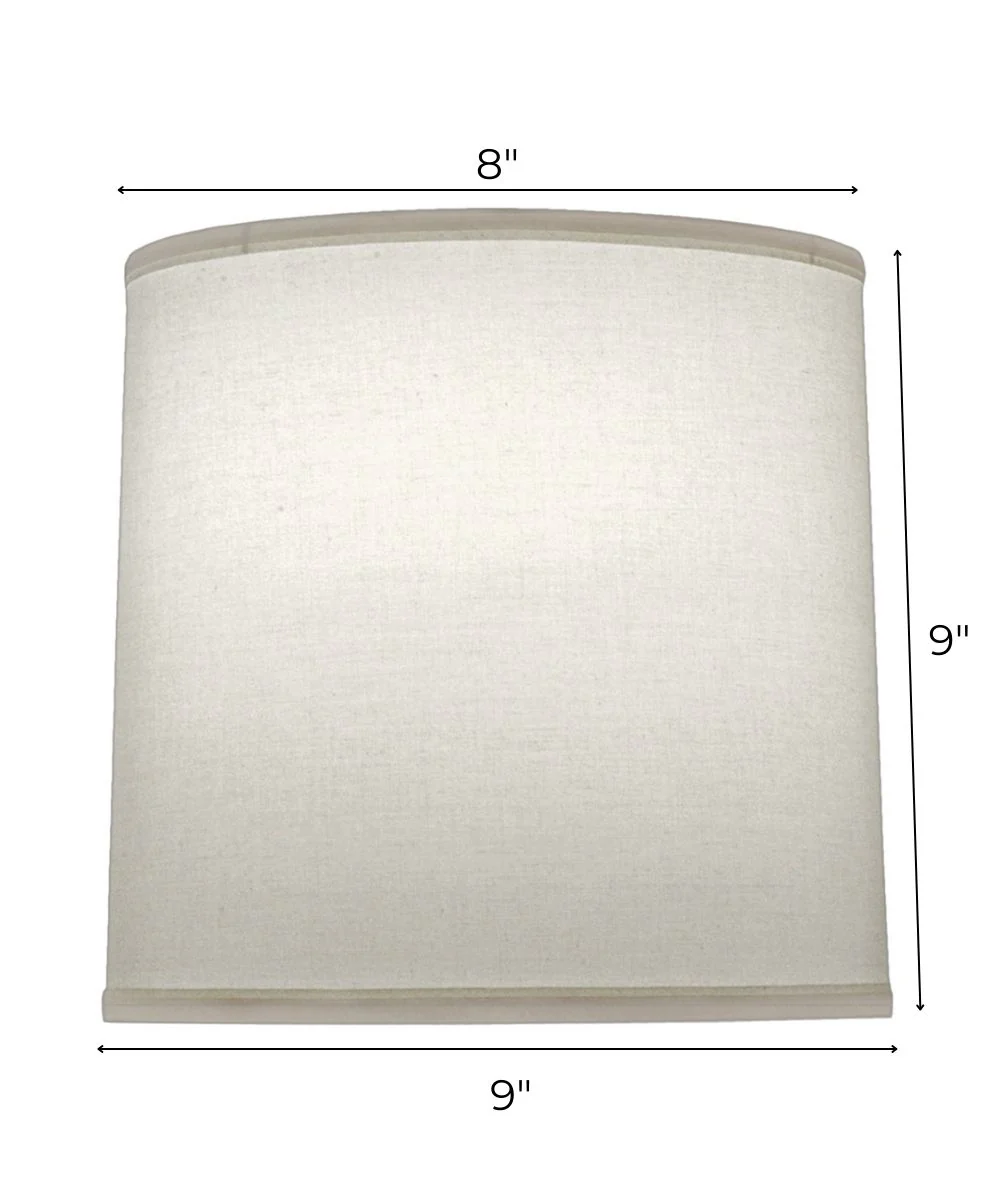 8x9x9 Natural Butcher Linen Deep Drum Hardback Lampshade - Image 2