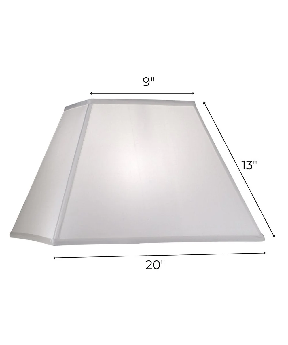 9x20x13 Off White Silk Shantung Tapered Square Hardback Lampshade - Image 3