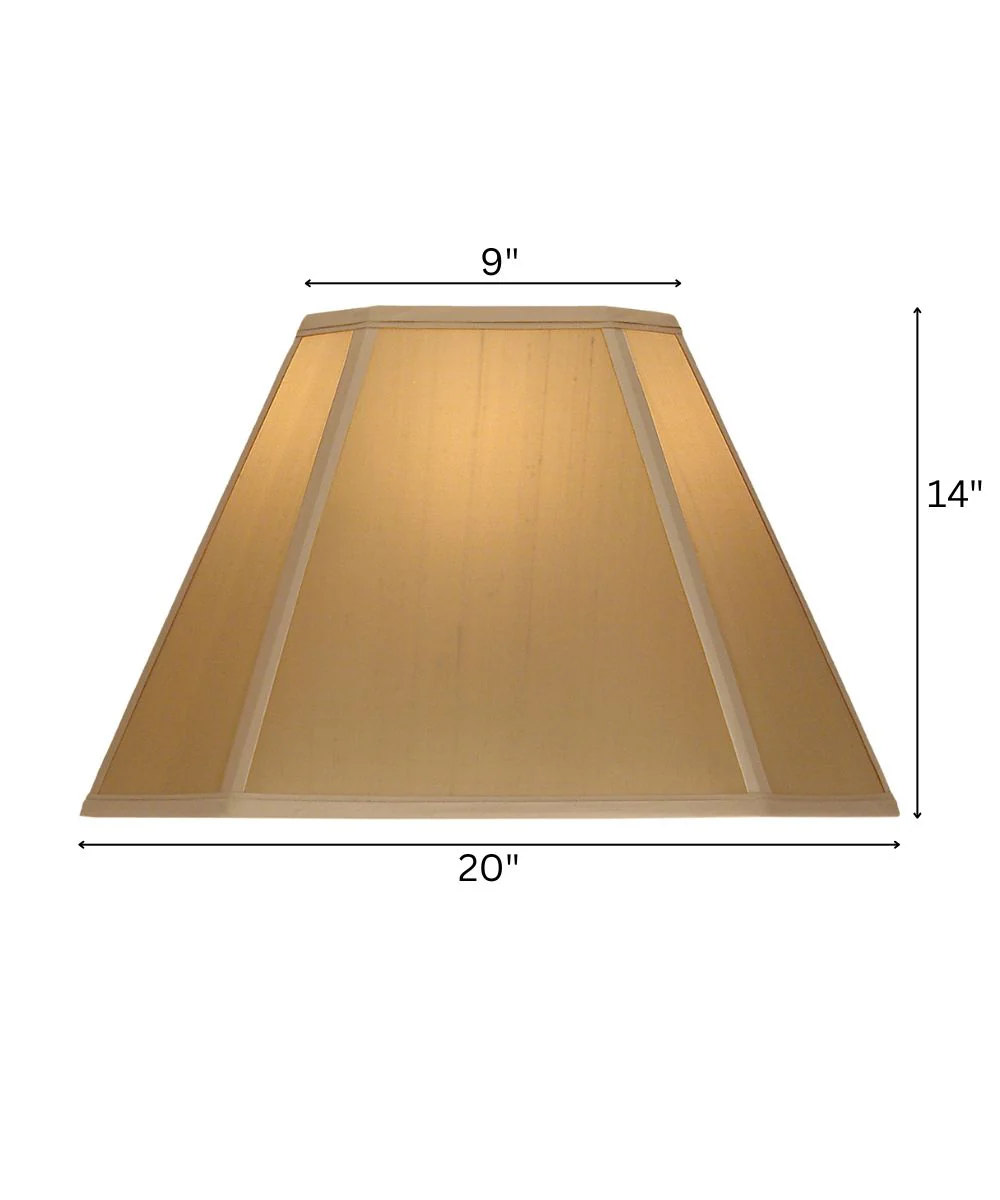 9x20x14 Tan Silk Shantung Cut Corner Square Hardback Lampshade - Image 3