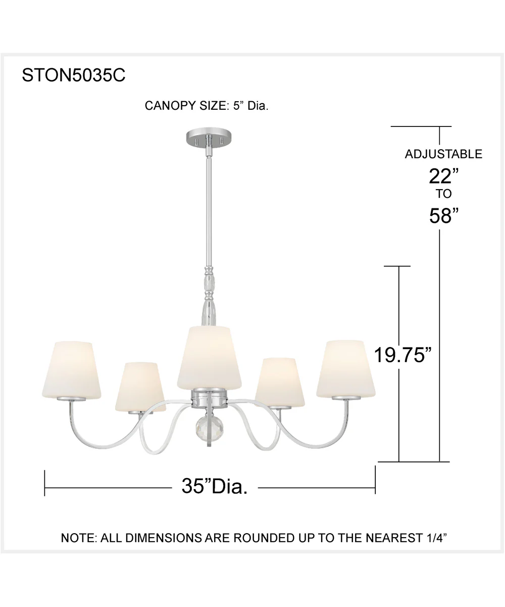Stone 5-light Chandelier Polished Chrome - Image 4