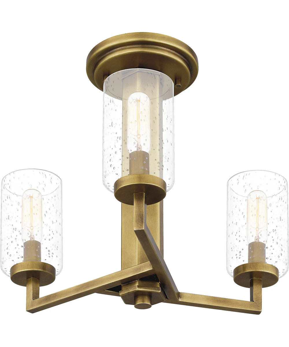 Sunburst 3-light Semi Flush Mount Weathered Brass - Image 5