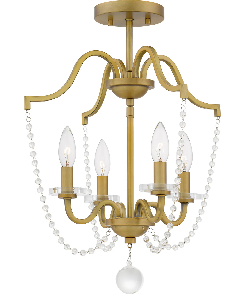 Sunday Medium 4-light Semi Flush Mount Aged Brass
