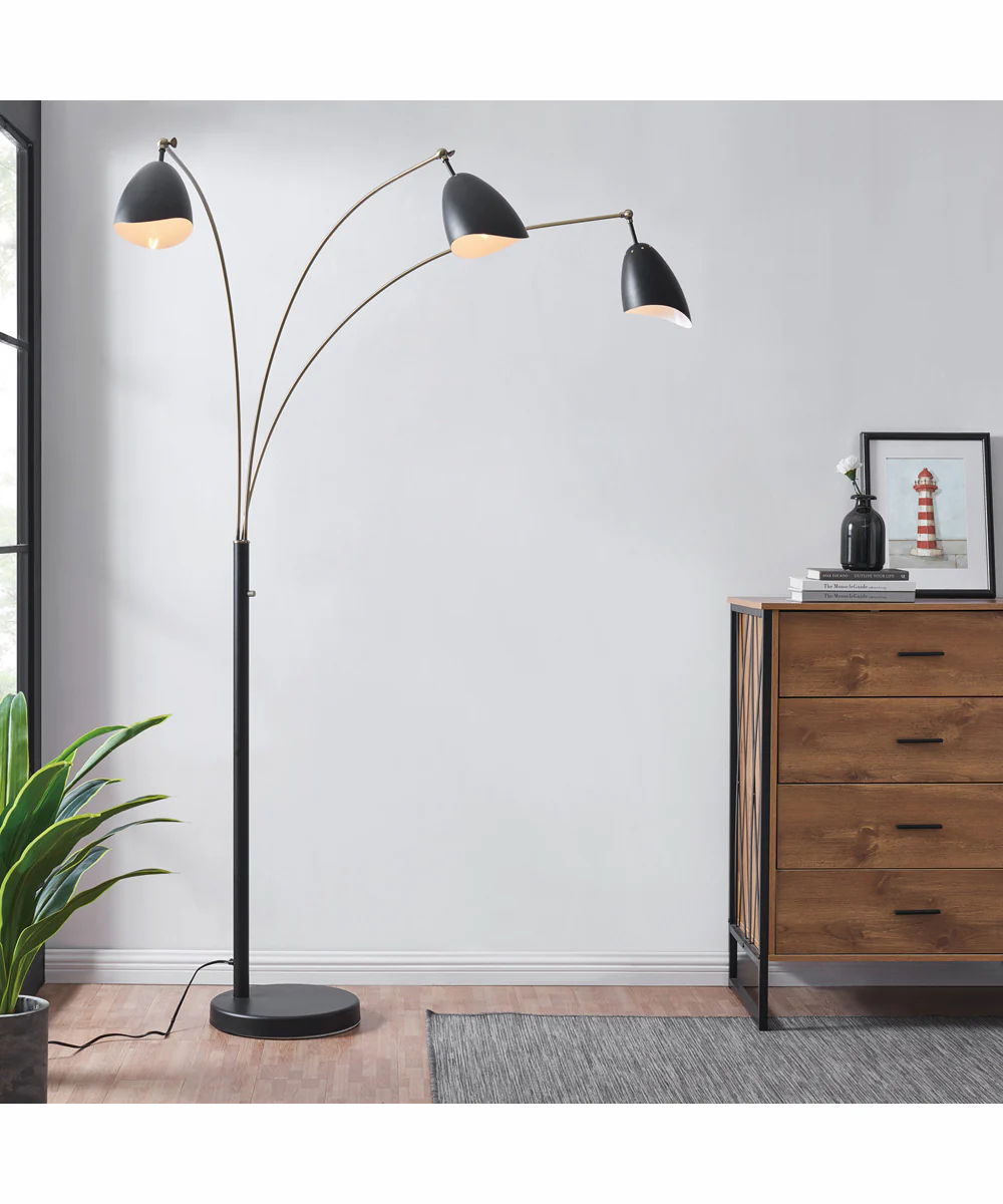 Tanko 1-Light 3-Light Arch Lamp Antique Brass/Black - Image 3