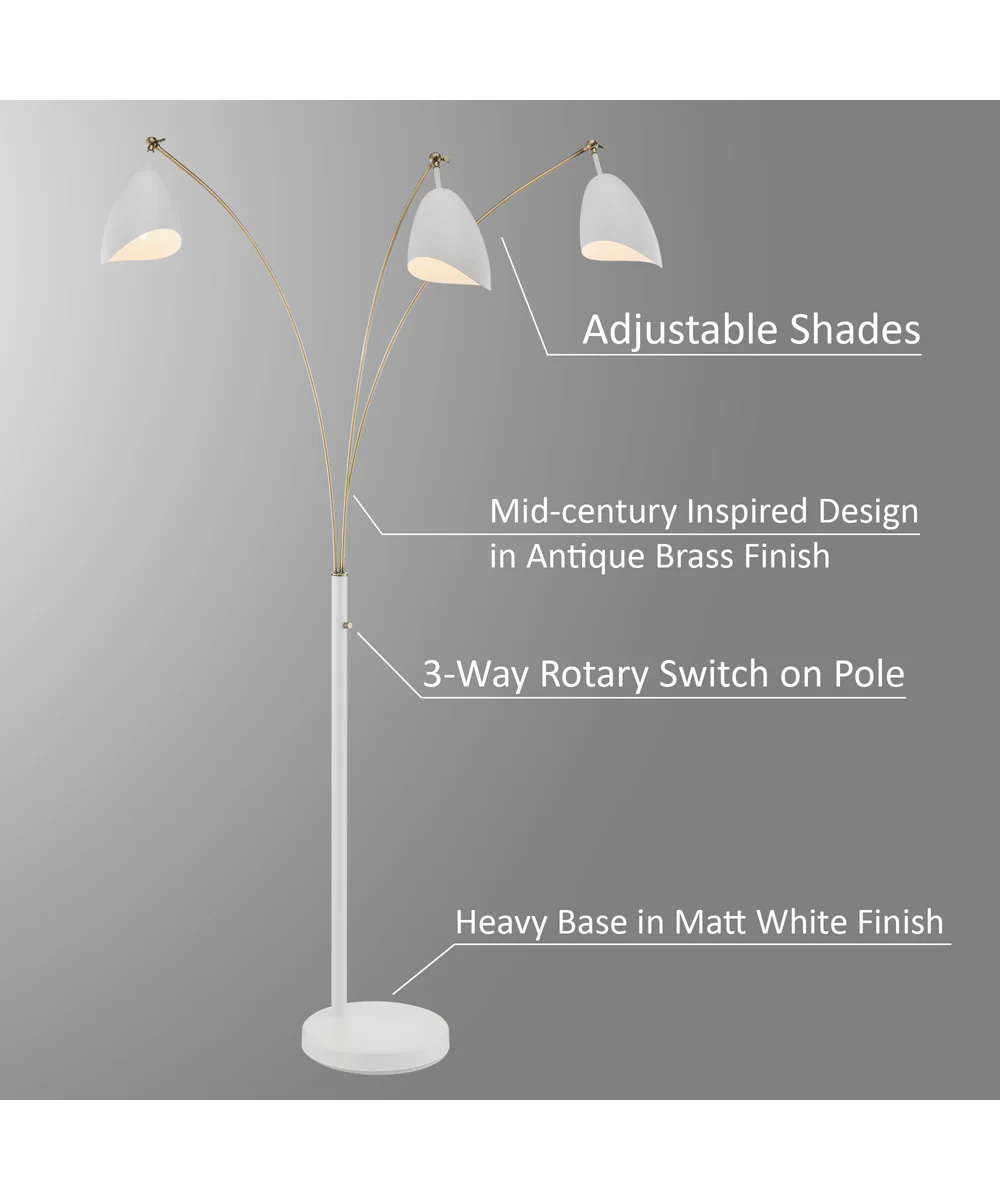Tanko 1-Light 3-Light Arch Lamp Antique Brass/White - Image 5