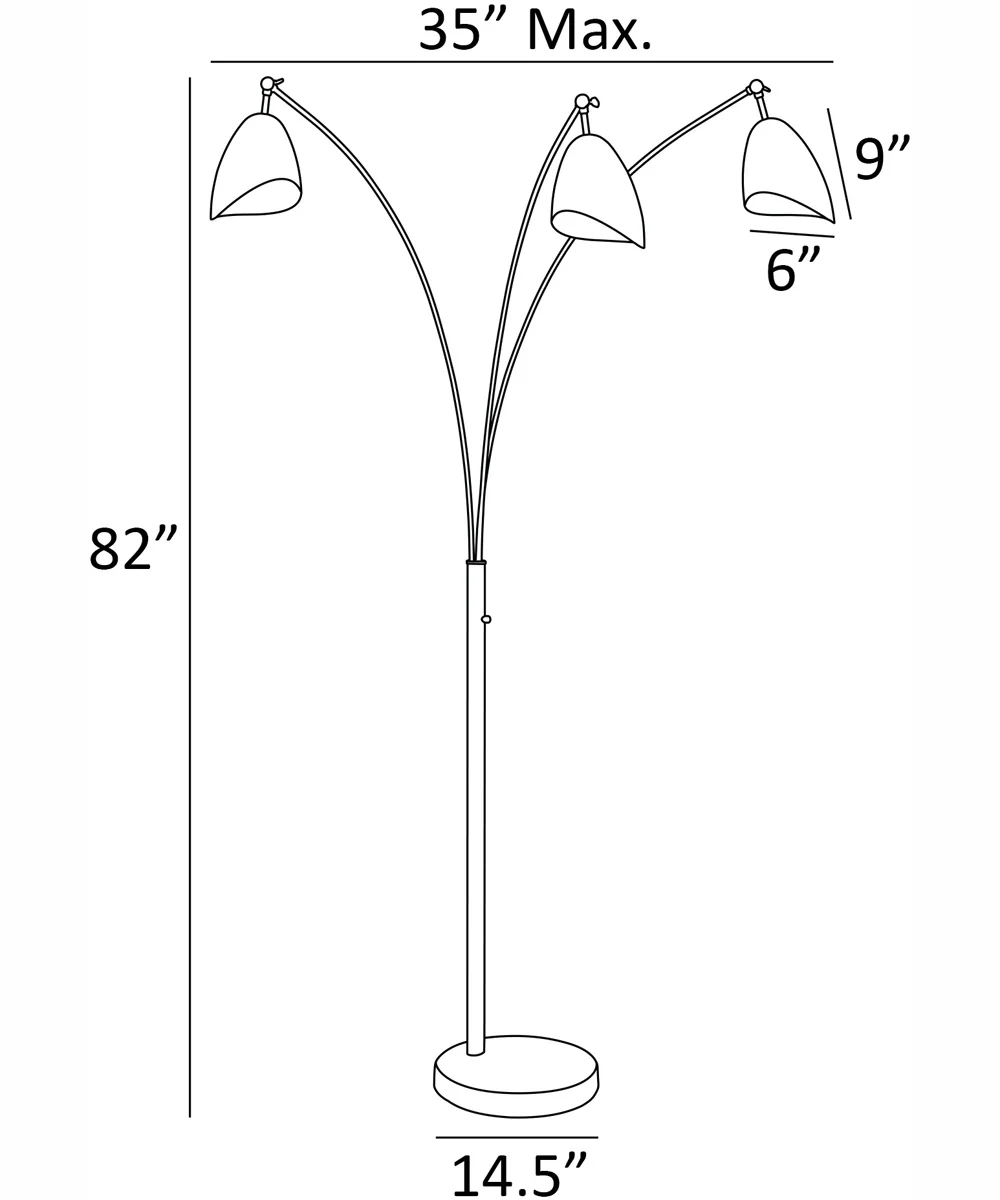 Tanko 1-Light 3-Light Arch Lamp Antique Brass/White - Image 6