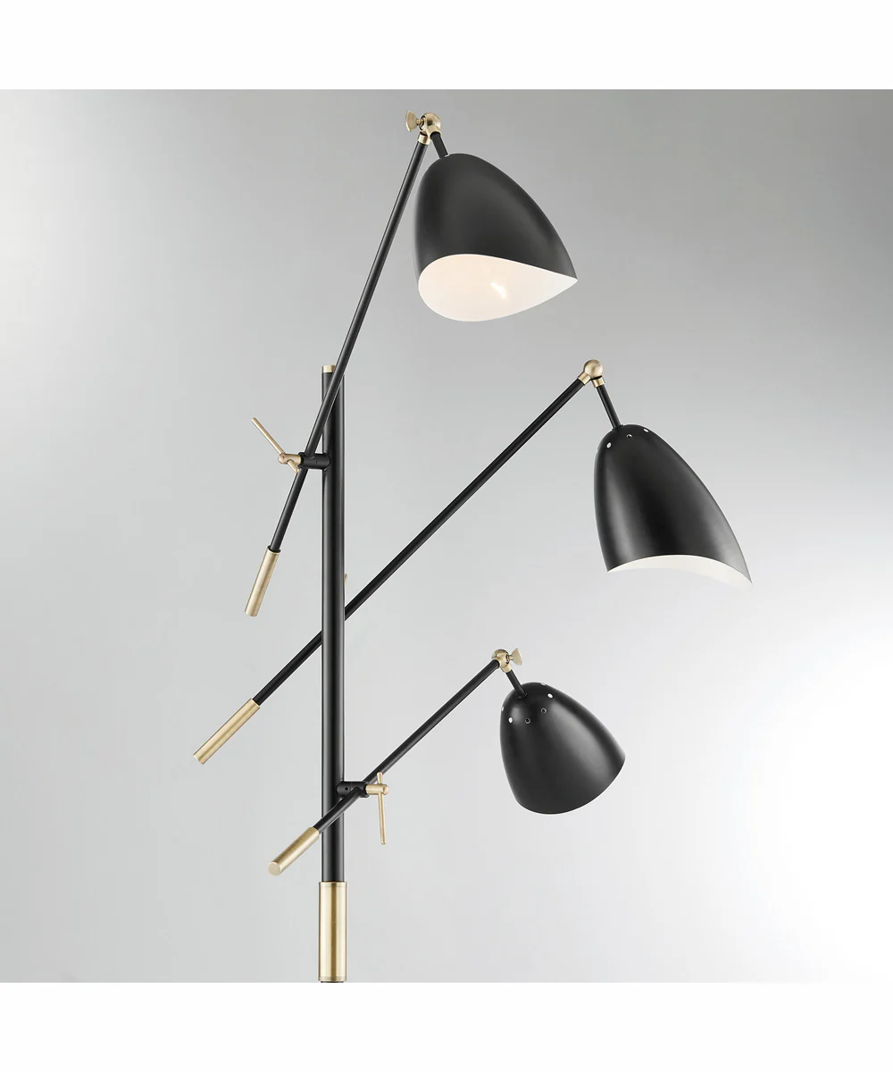 Tanko 1-Light 3-Light Metal Floor Lamp Antique Brass/Black - Image 2