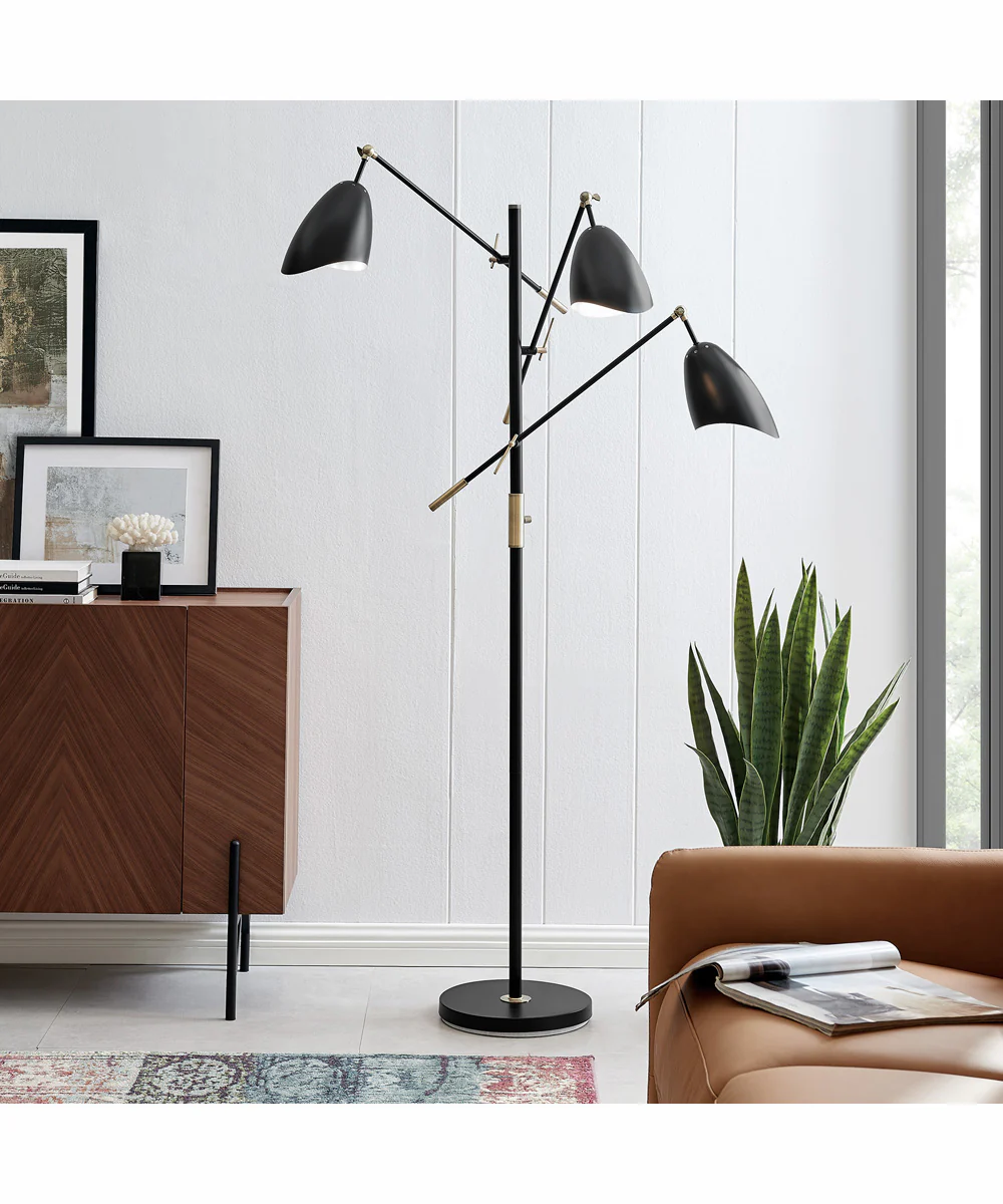 Tanko 1-Light 3-Light Metal Floor Lamp Antique Brass/Black - Image 3