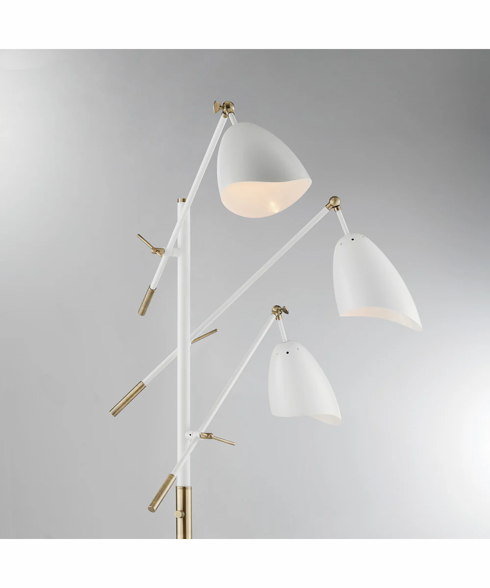 Tanko 1-Light 3-Light Metal Floor Lamp Antique Brass/White - Image 2