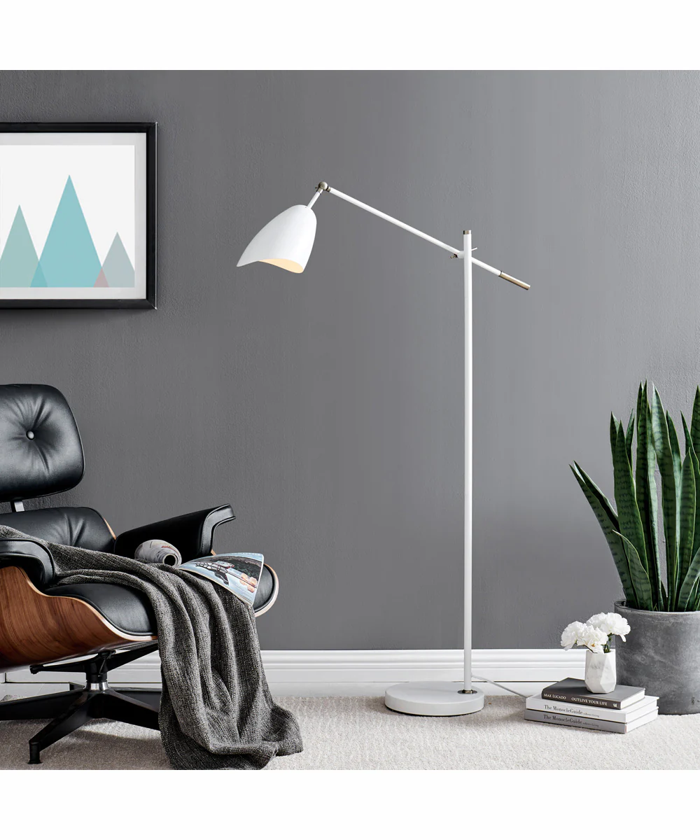 Tanko 1-Light Metal Floor Lamp Antique Brass/White - Image 3