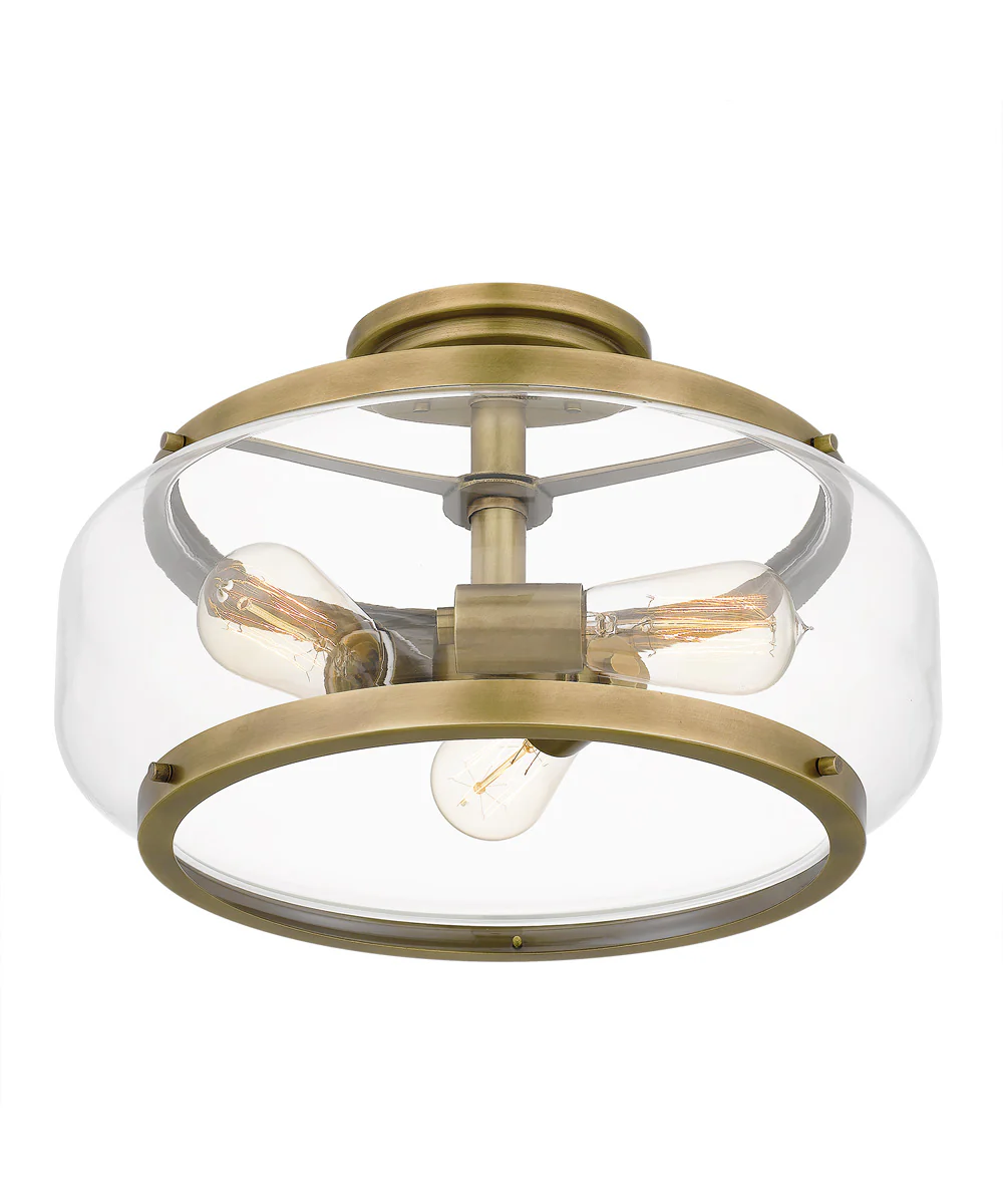 Tapley 3-light Semi Flush Mount Weathered Brass - Image 5