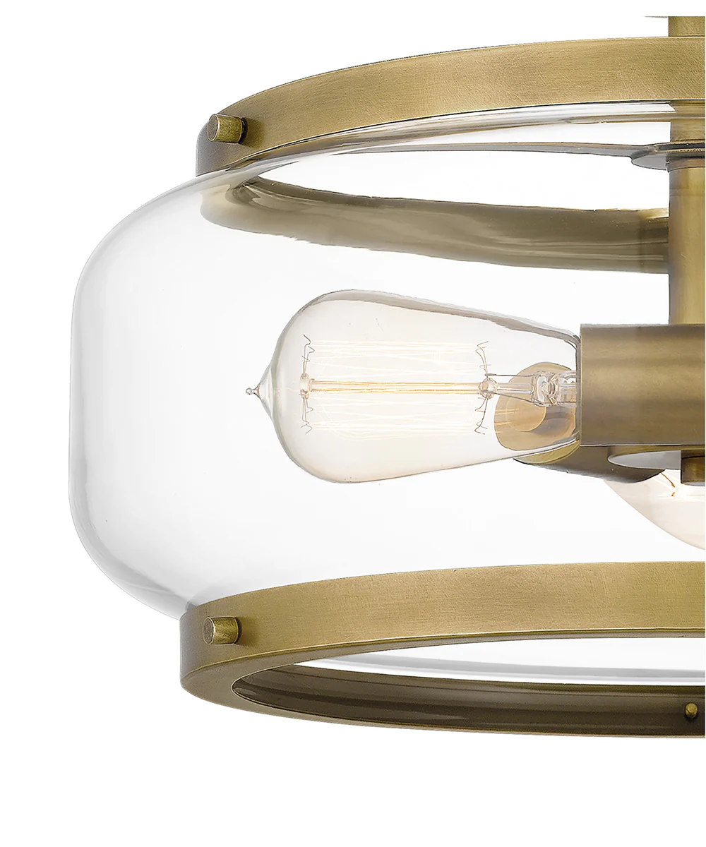 Tapley 3-light Semi Flush Mount Weathered Brass - Image 6