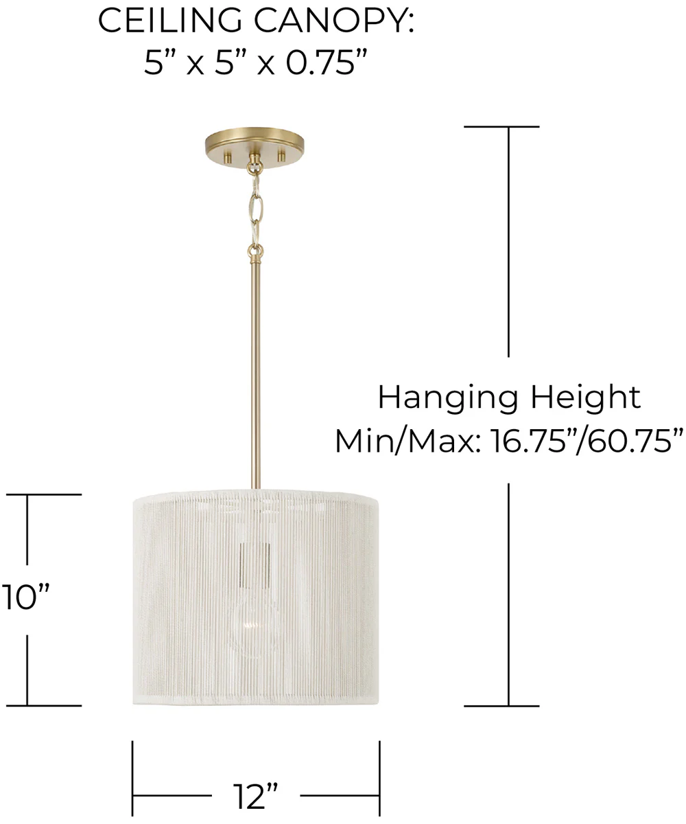 Tara 1-Light Pendant Matte Brass - Image 3