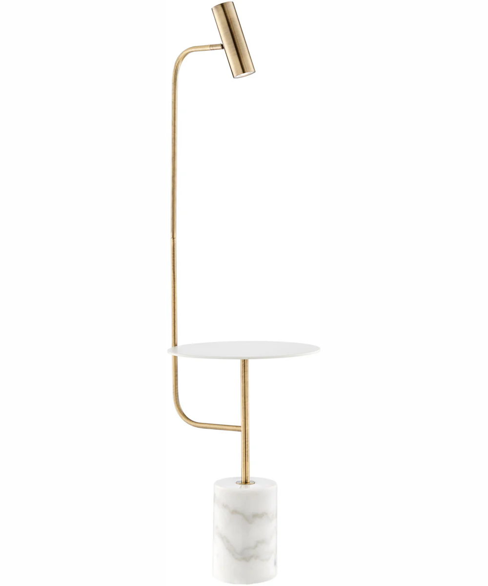 Tatum 1-Light Floor Lamp With Table Antique Brass/White Marble
