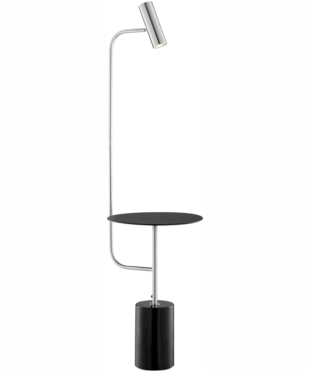 Tatum 1-Light Floor Lamp With Table Brushed Nickel/Black Marble