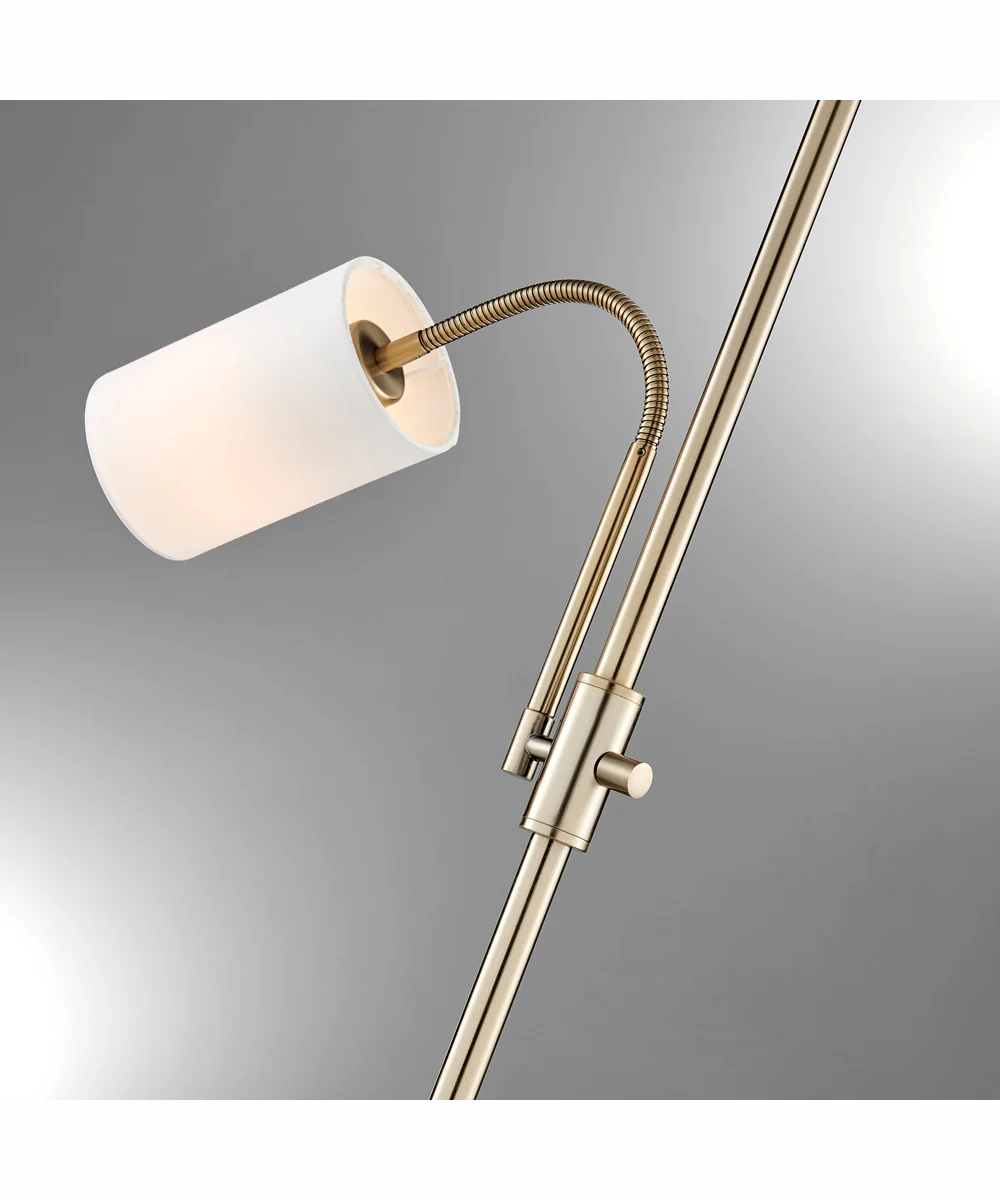 Tayvon 1-Light Floor/Reading Combo Lamp Antique Brass/White Fabric Shade - Image 2