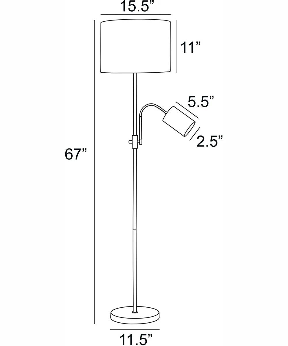 Tayvon 1-Light Floor/Reading Combo Lamp Black/White Fabric Shade - Image 4