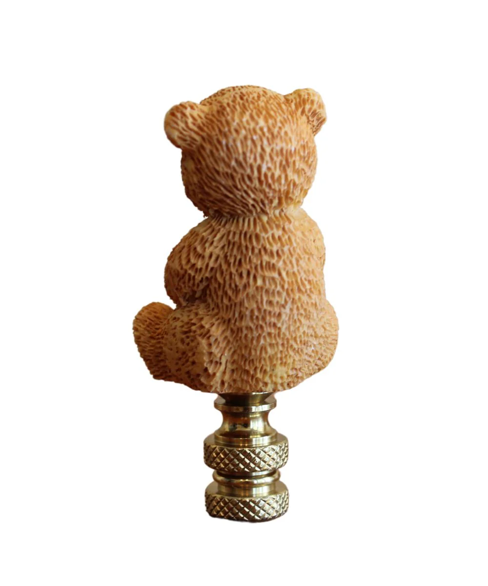 Teddy Bear Decorative Lamp Finial Antique Brass Base, 2.75"h - Image 5